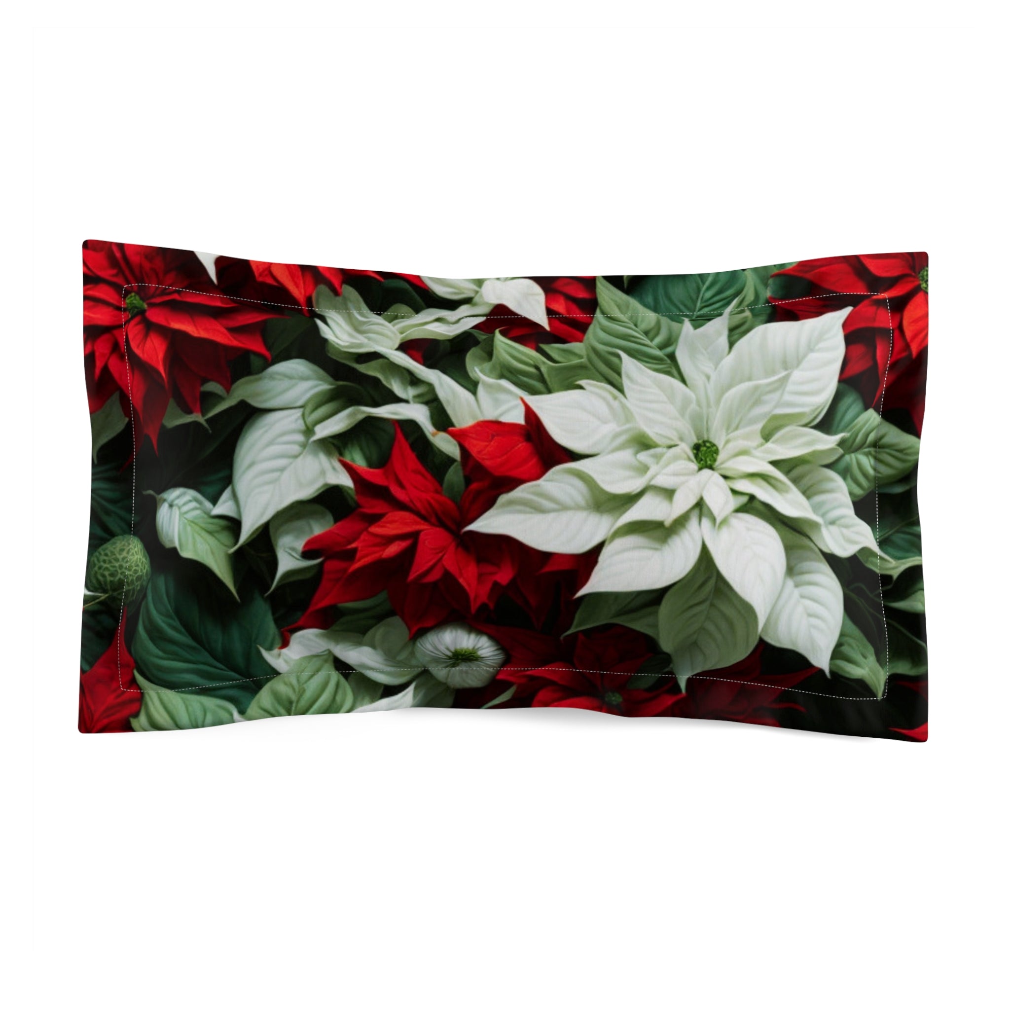 Blooming Bali Poinsettia Flower Designed Microfiber Pillow Sham