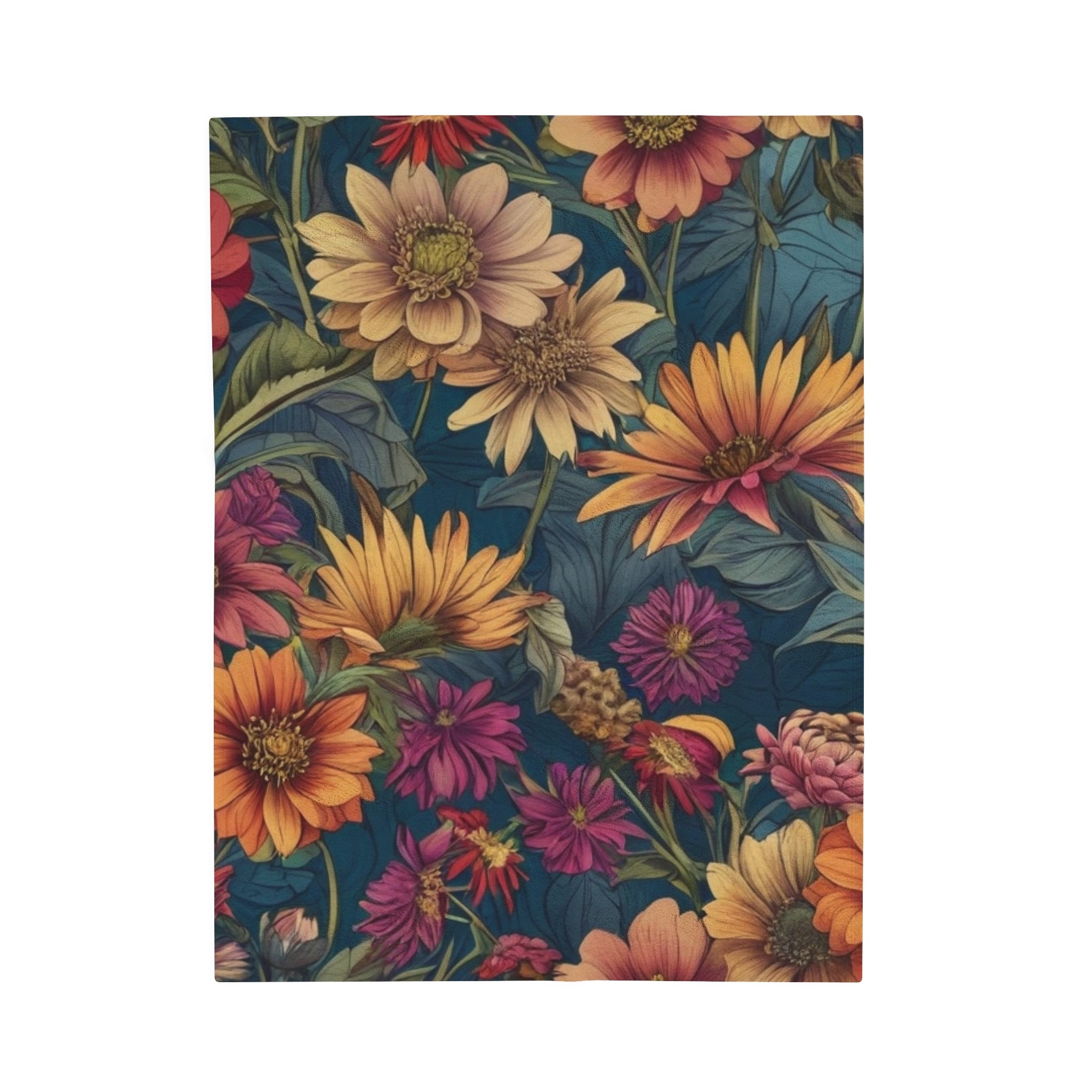 Beautiful Zinnia Blooming Garden Designed Velveteen Plush Blanket Multiple Sizes Available