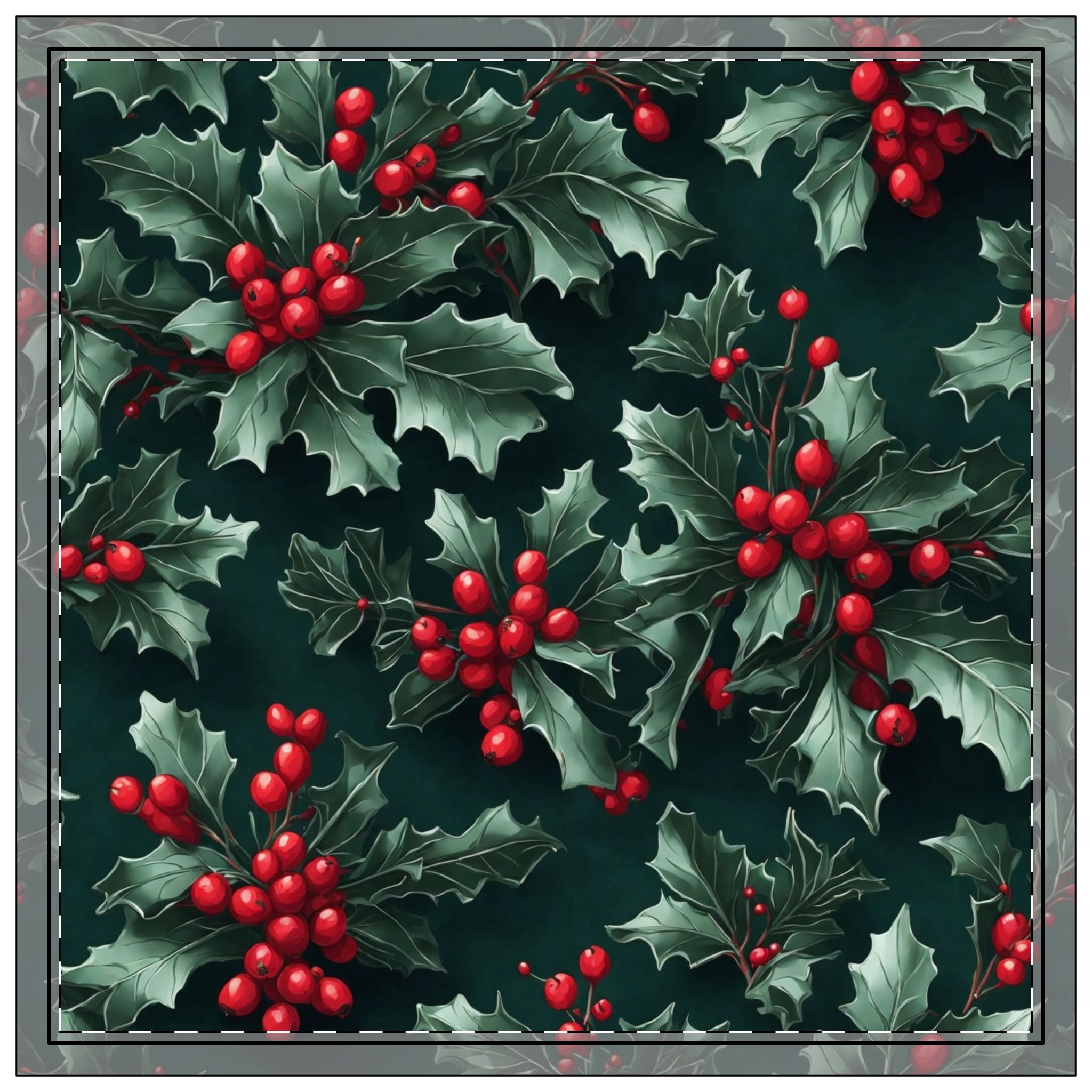 Holly & Berry Christmas Napkins, 4-set