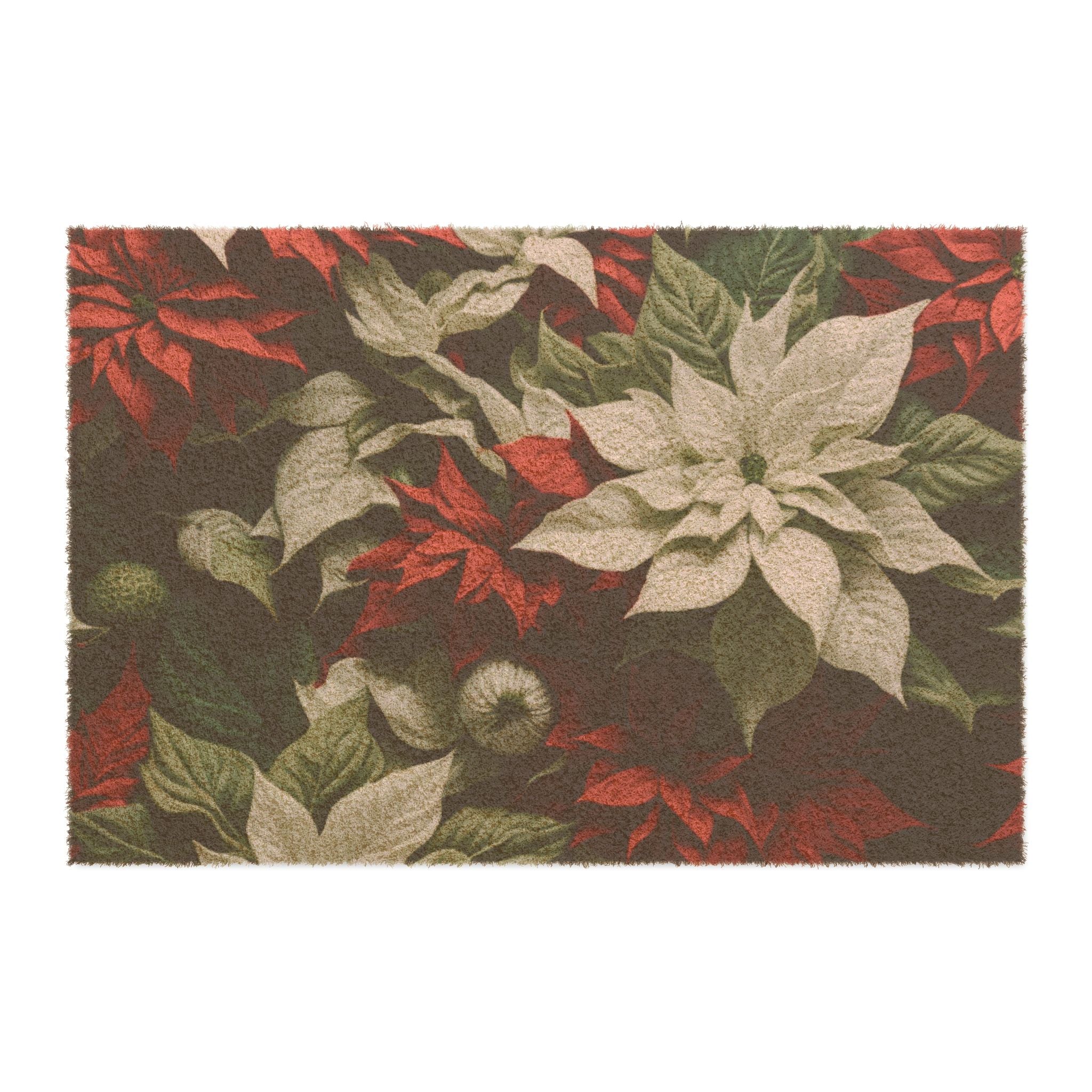 Blooming Bali Poinsettia Flower Designed Doormat