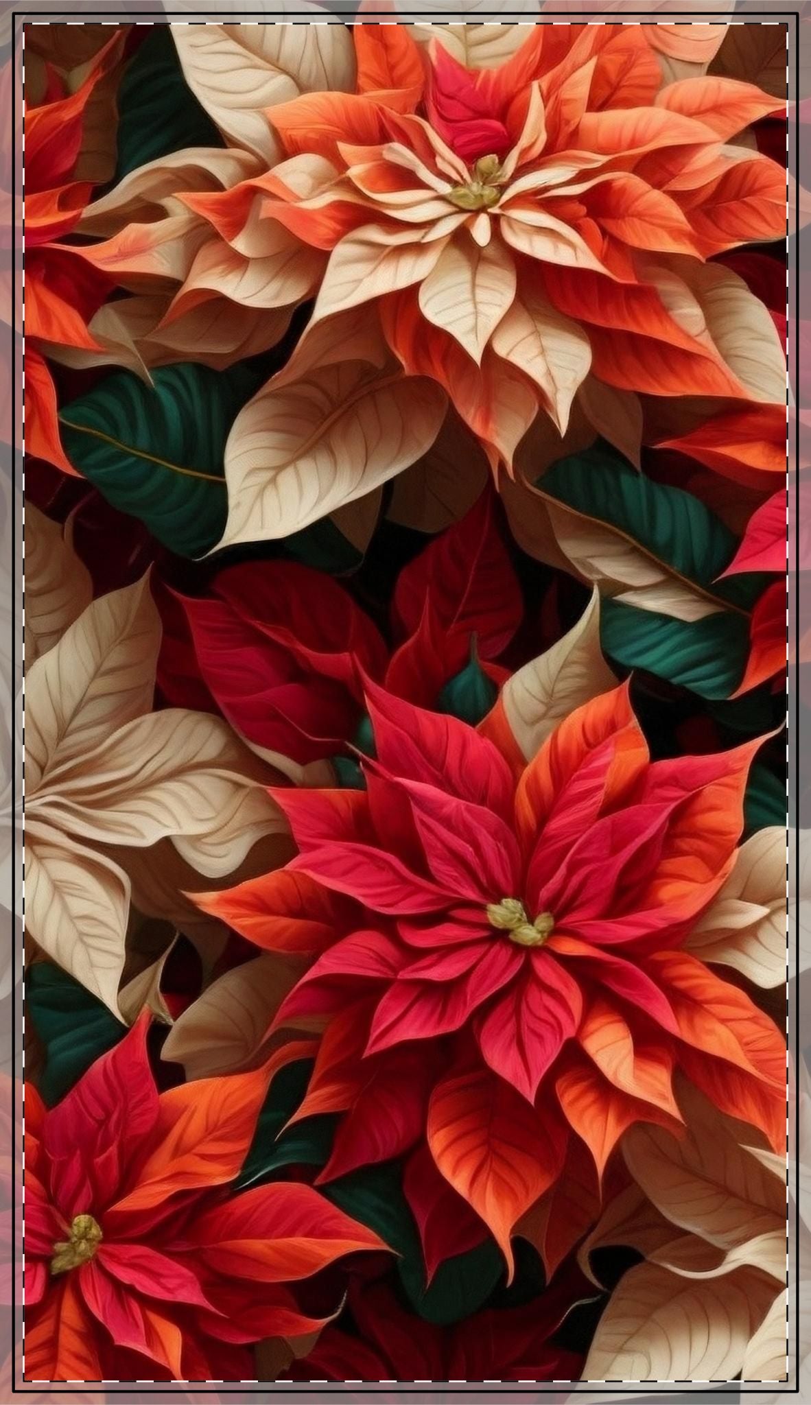 Colorful Bunches of Poinsettia Floral Tablecloths 2 available sizes