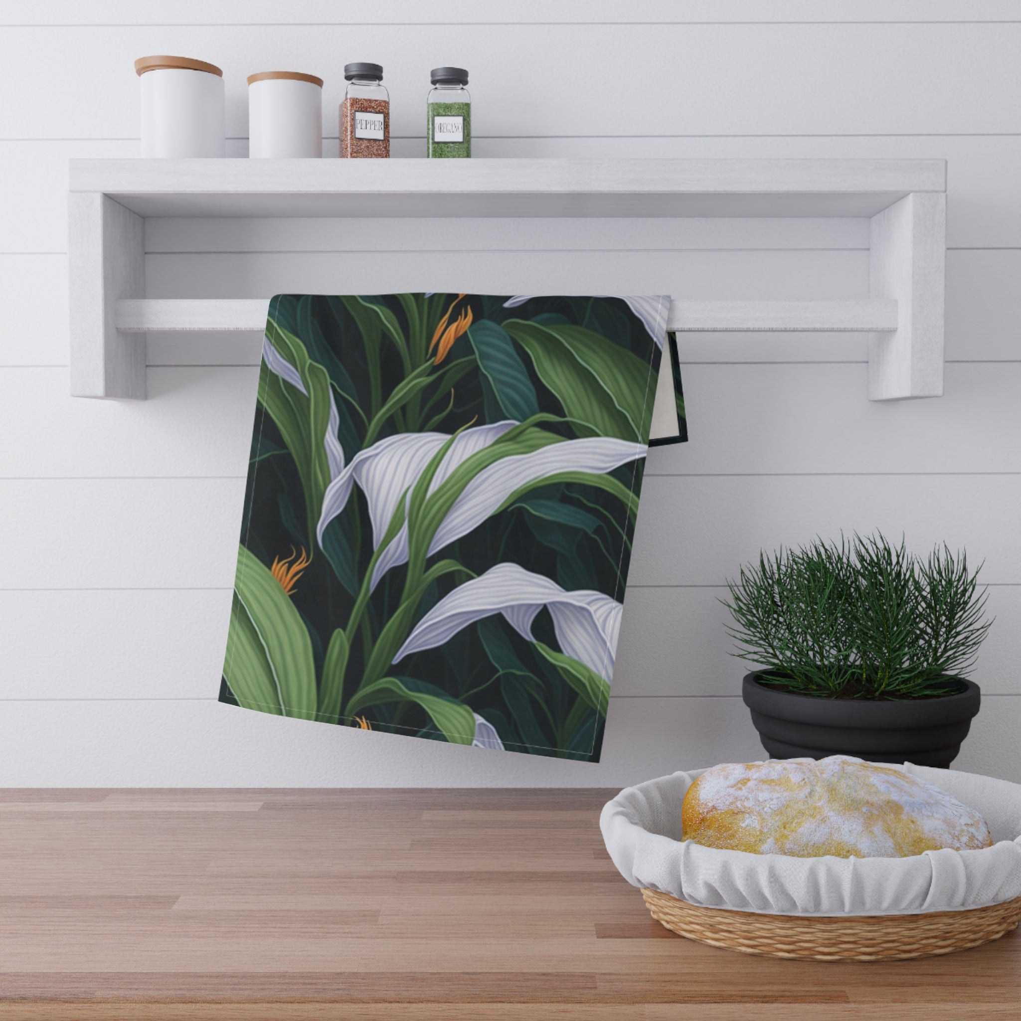 Welcoming Spathiphyllum Perennial Flower Designed Tea Towels (cotton, poly)