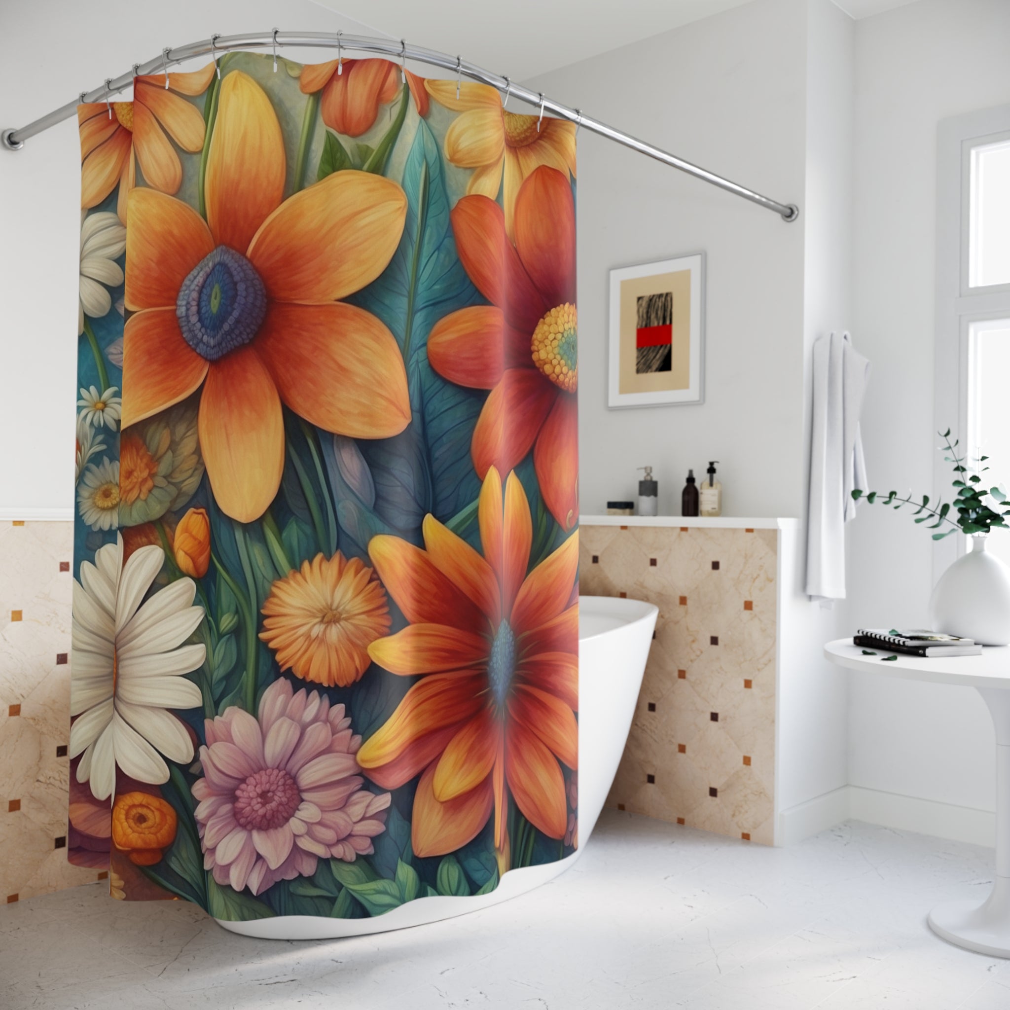 Summertime Full of Colorful Flowers Shower Curtain