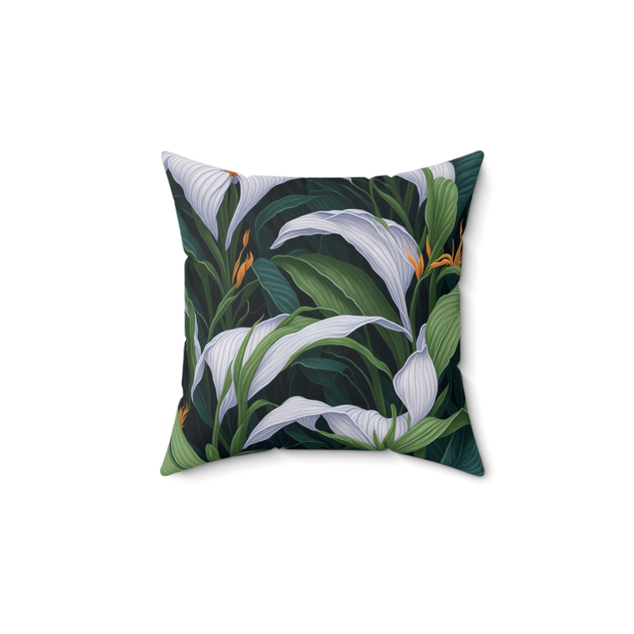 Welcoming Spathiphyllum Perennial Flower Designed Spun Polyester Square Pillow with Insert