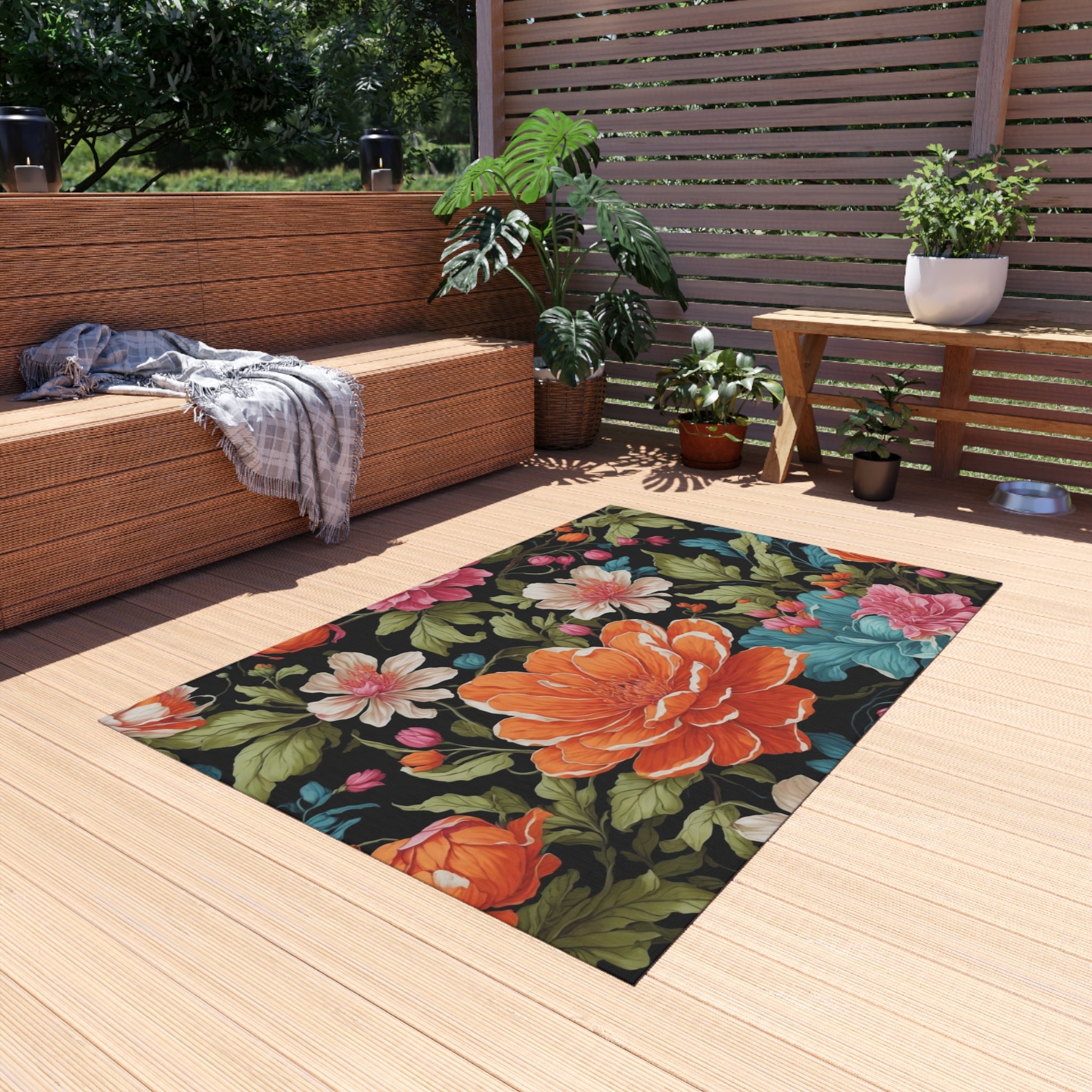 Radiant Chelone Flowers Designed Indoor Outdoor Rug Multiple Sizes