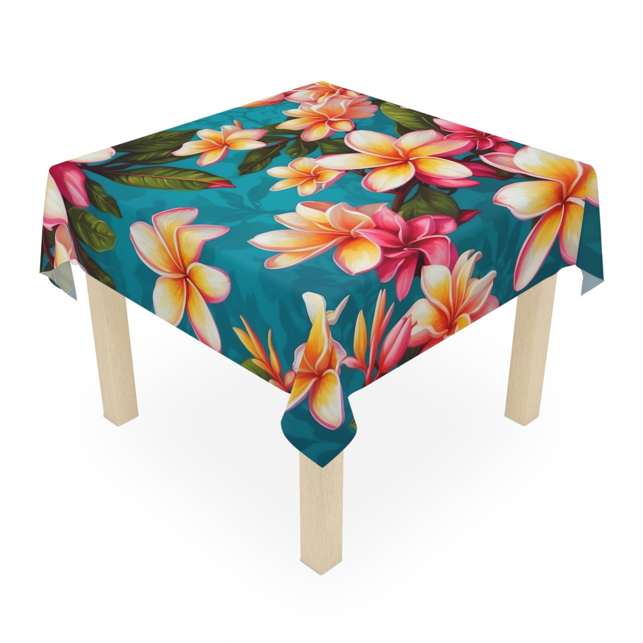 Bold Summer Plumeria Flower Designed 55" X 55" Tablecloth