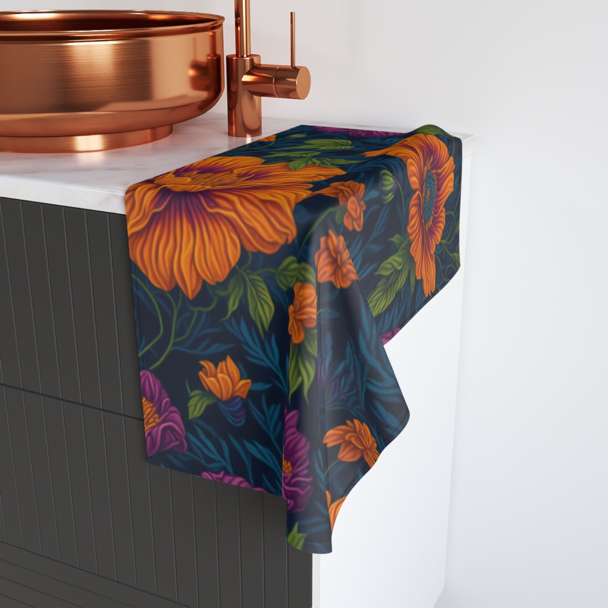 Botanical Tetraneuris Flowers Designed Hand Towel