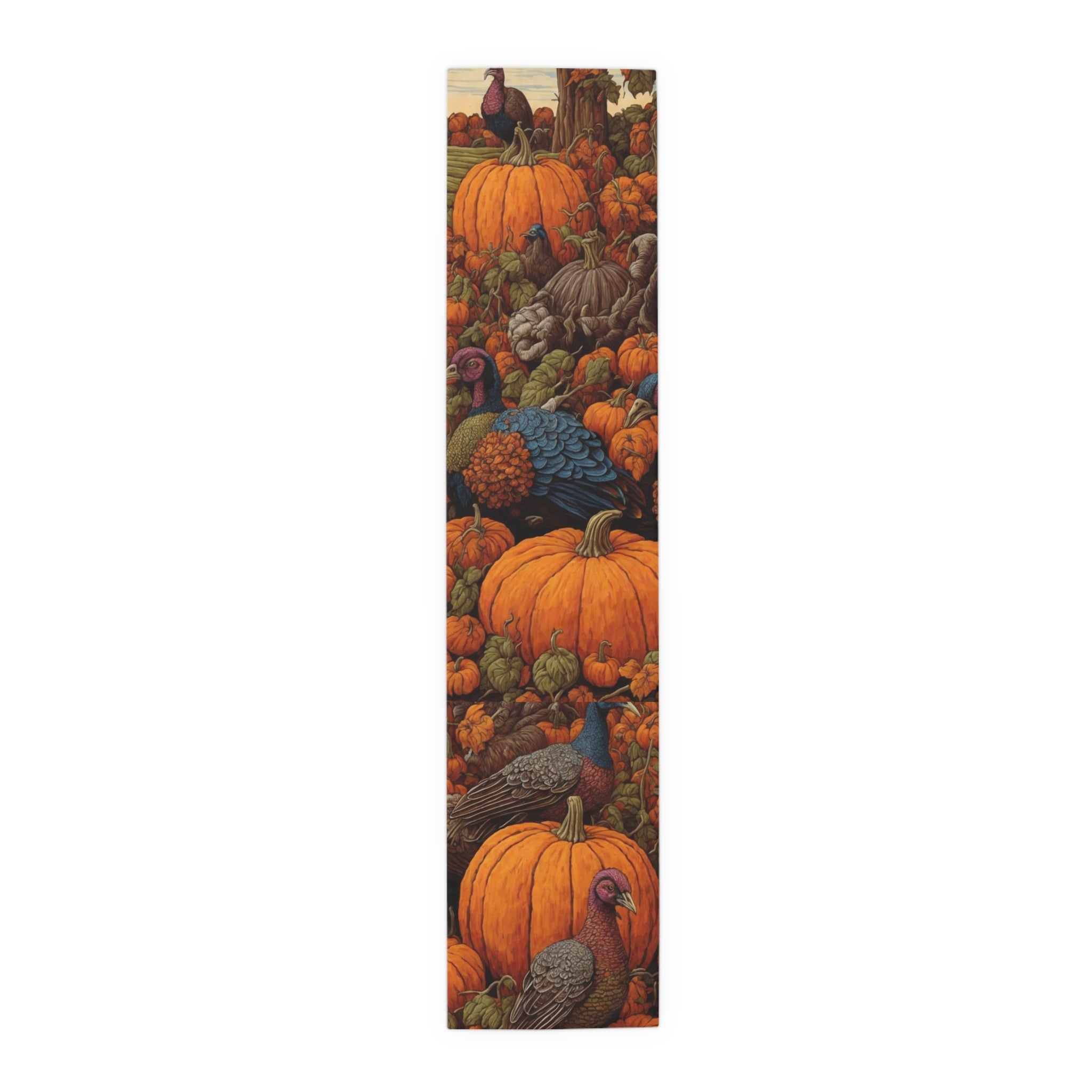 Artistic Turkeys in the Pumpkin Patch Designed Table Runner Choice Size & Material Fall Favorite Home Gift Autumn Runner