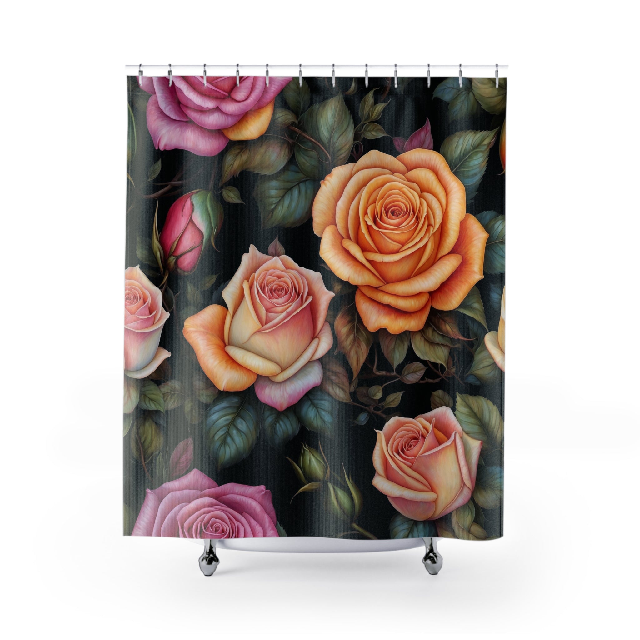 Captivating Pastel Floral Rose Designed Shower Curtain