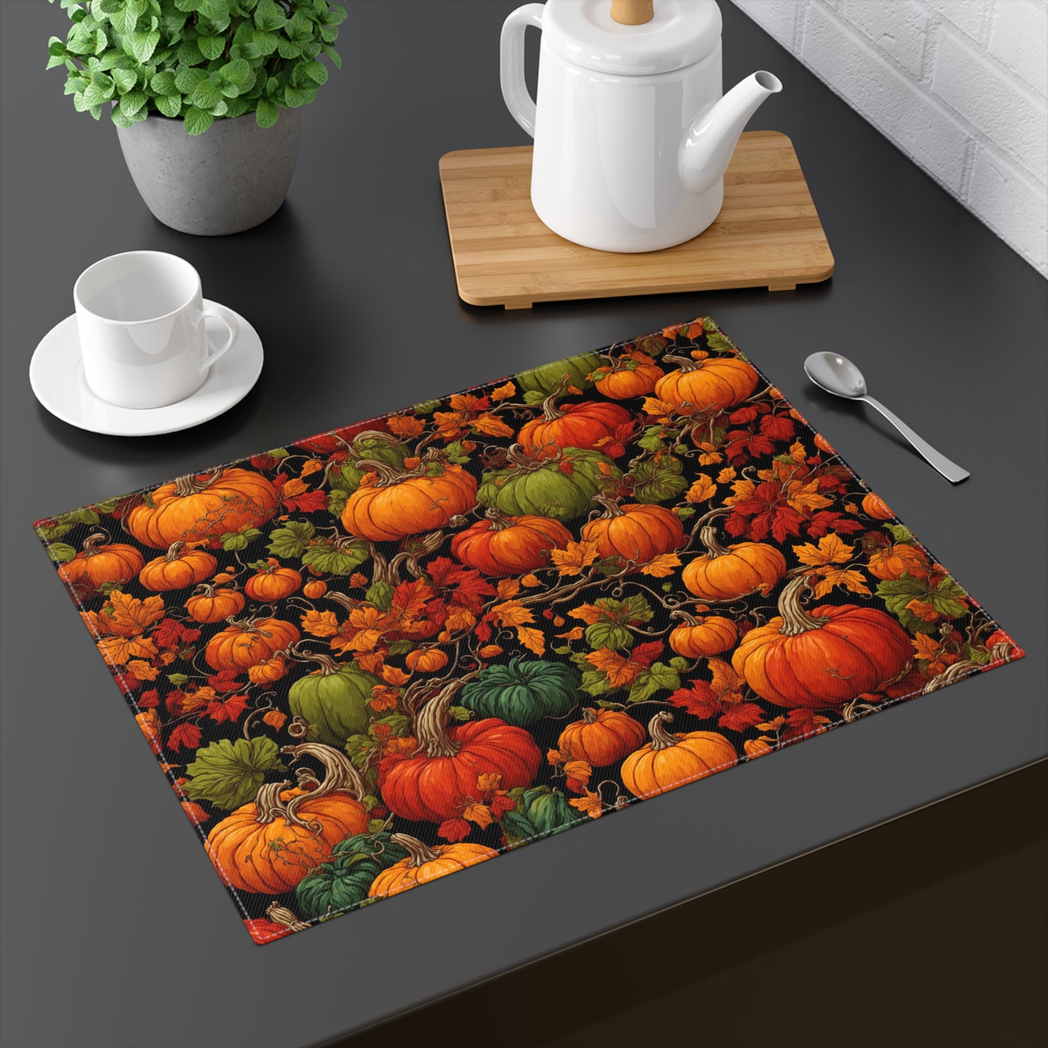 The Pumpkin Patch Placemat, 1pc Autumn Decor - Table Top Formal or Everyday use - Dining Table Kitchen Table Placemat