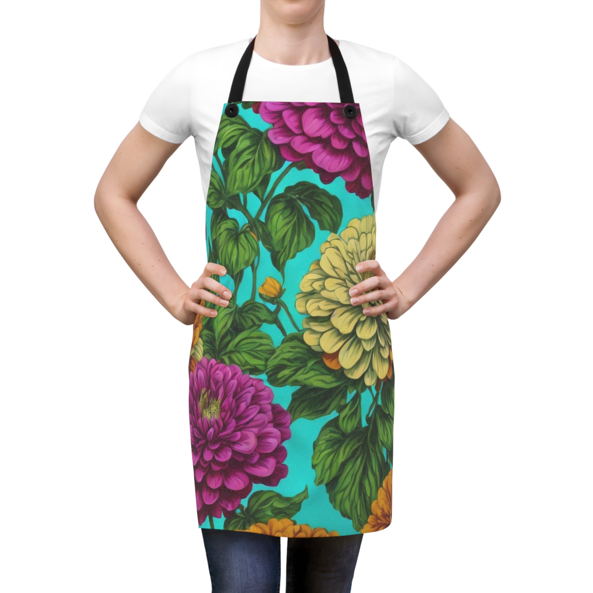 Radiant Zinnias Floral Designed Apron