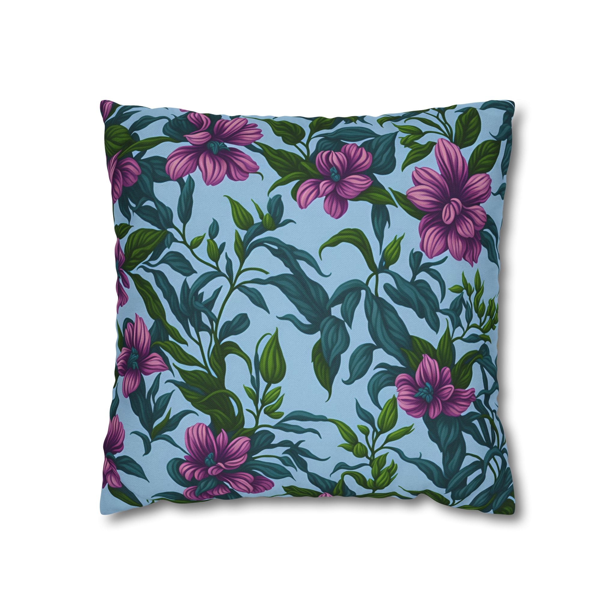 Charming Summer Stevia Flowers Designed Spun Polyester Square Pillowcase