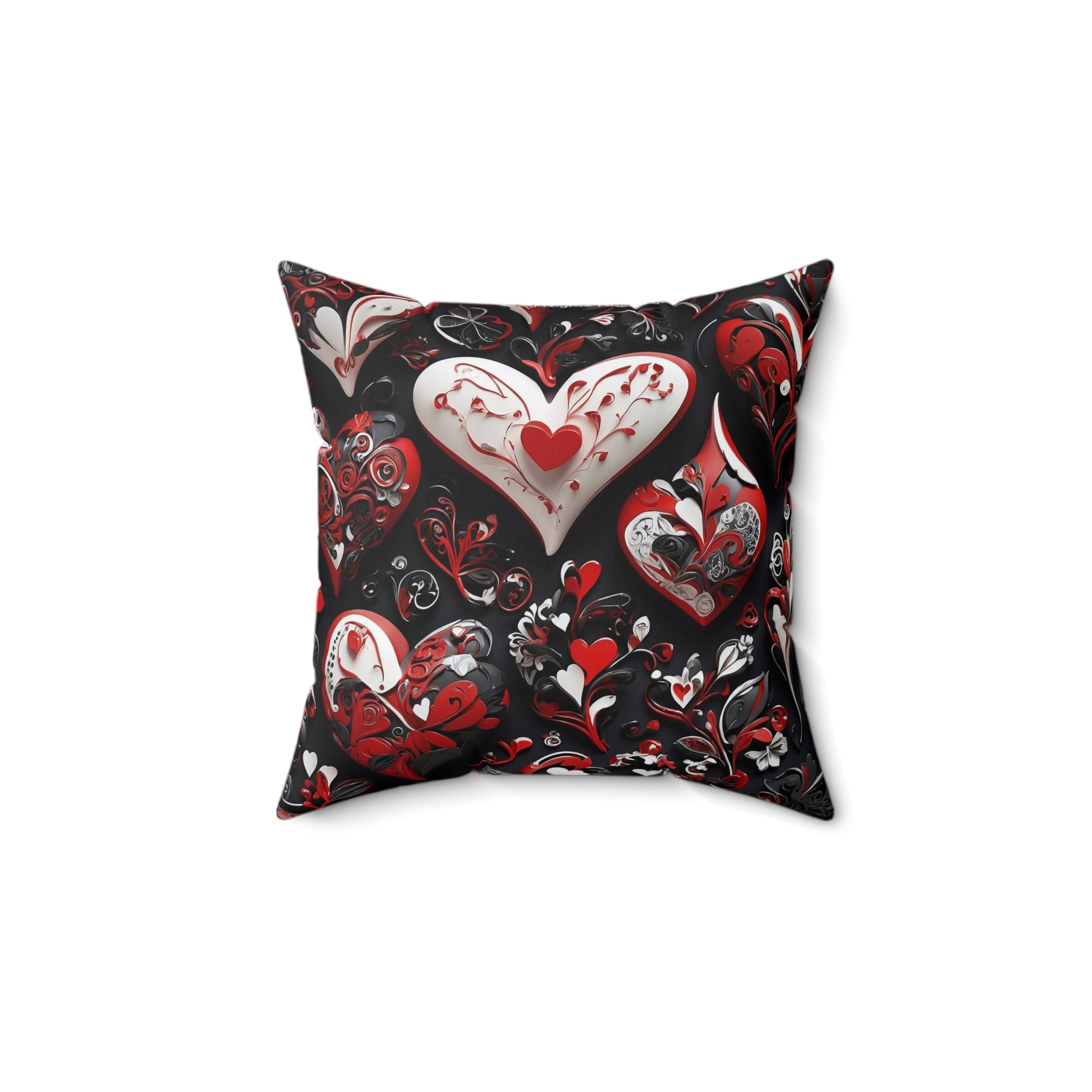 Sophisticated Valentine Heart Designed Spun Polyester Square Throw Pillow with Insert