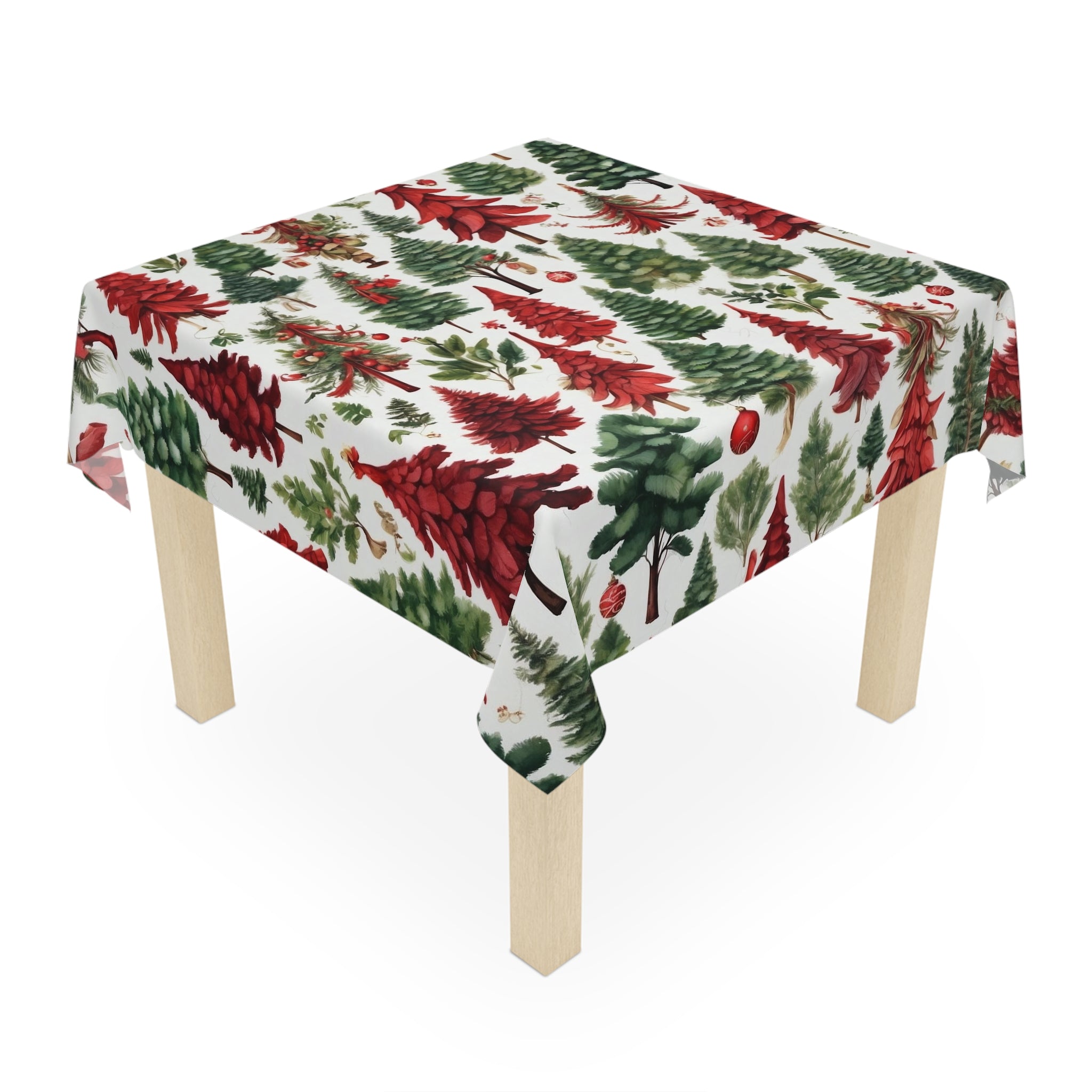 Festive & Bright Christmas Tree Design Tablecloth - 100% Polyester Effortless Home Elegance Holiday Table Cloth