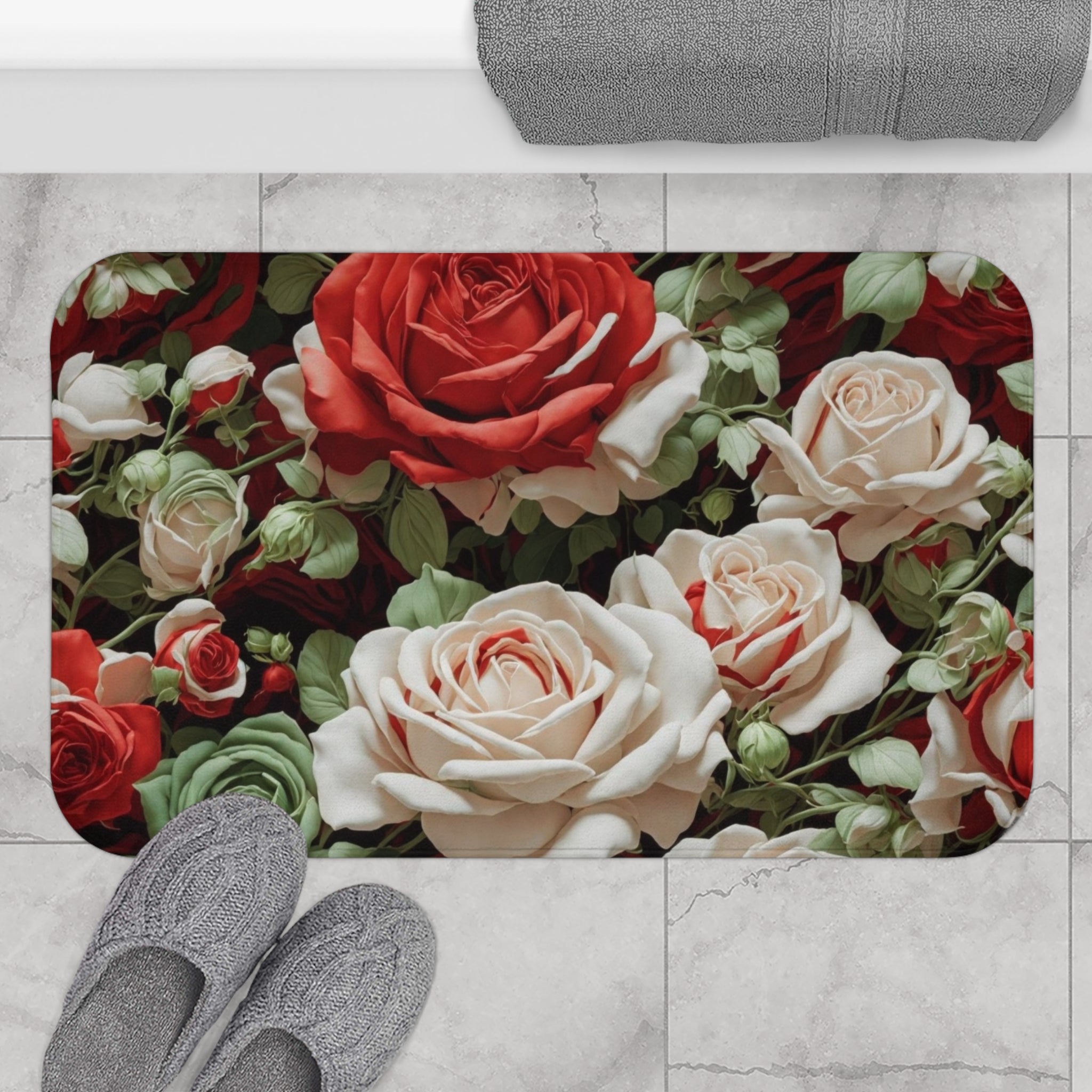 Cold Bunches of Roses Designed Bath Mat Available in 2 Sizes