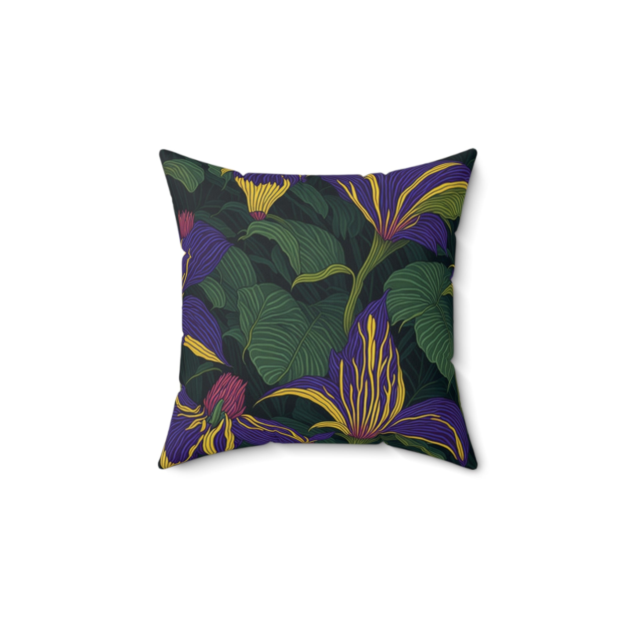 Provocative Tacca Bat Flower Designed Spun Polyester Square Floral Home Decor Couch Throw Pillow with Insert