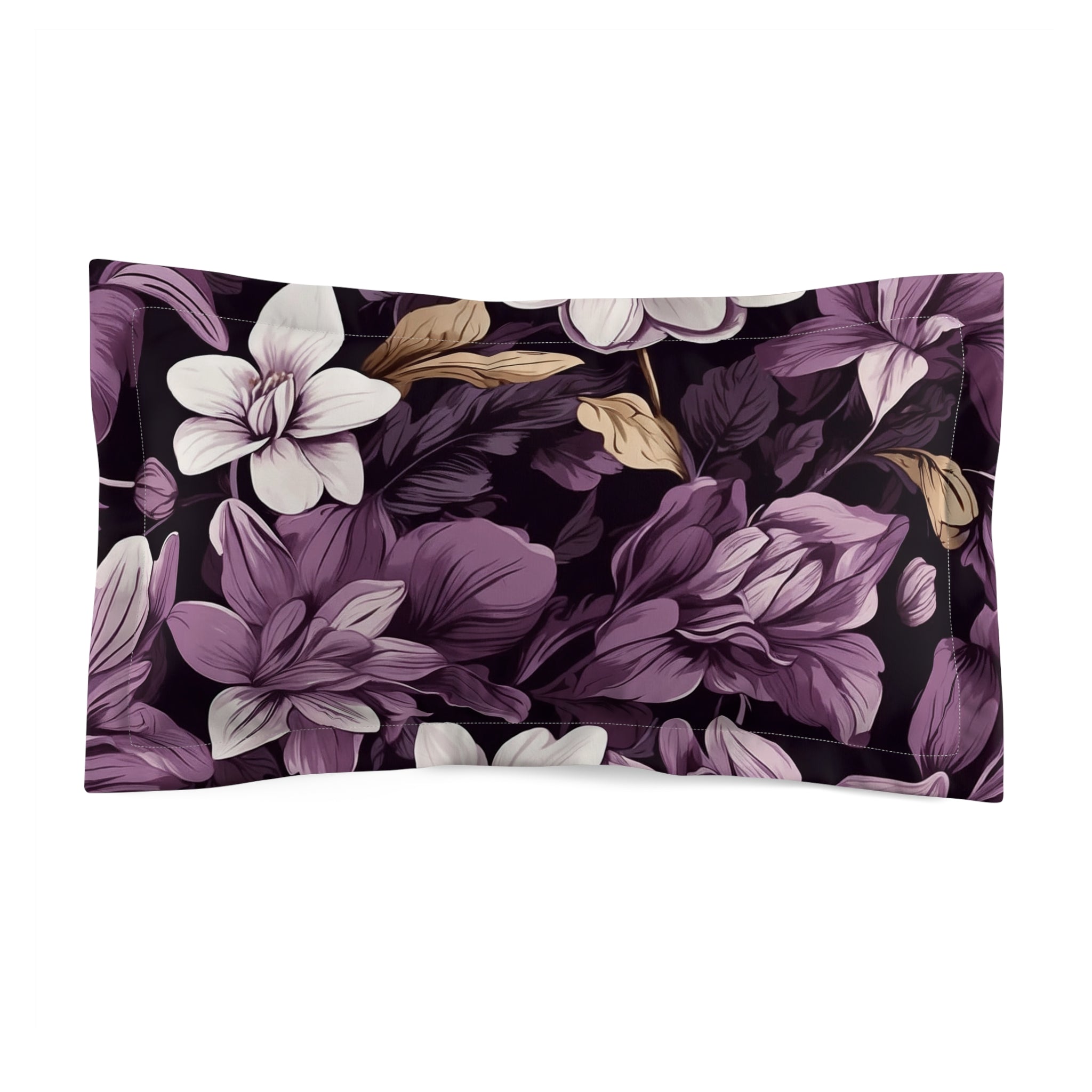 Brilliant Spring Floral in Purple Basil Designed Microfiber Pillow Sham Available in 2 Sizes