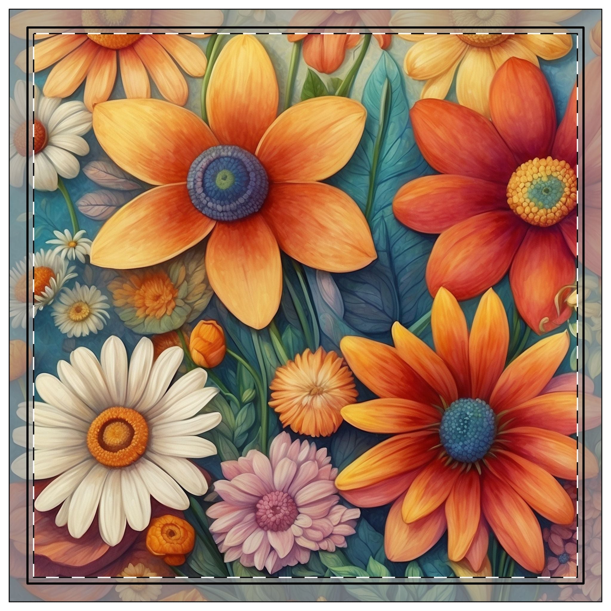 Summertime Full of Colorful Flowers Napkins, 4-set