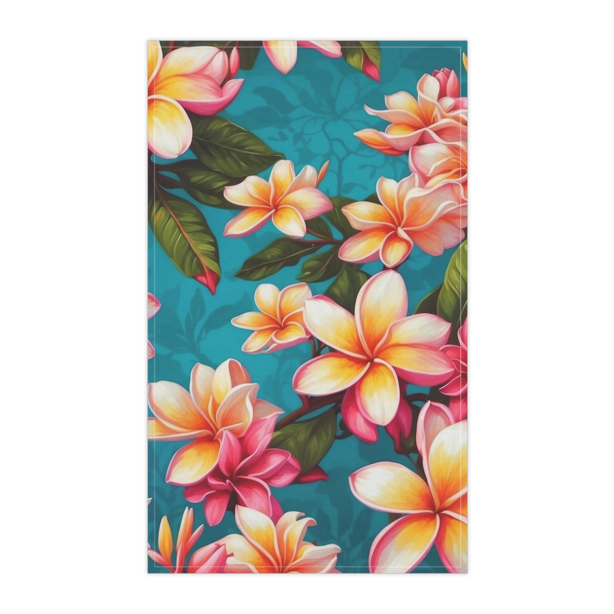 Bold Summer Plumeria Flower Designed Tea Towels (cotton, poly)