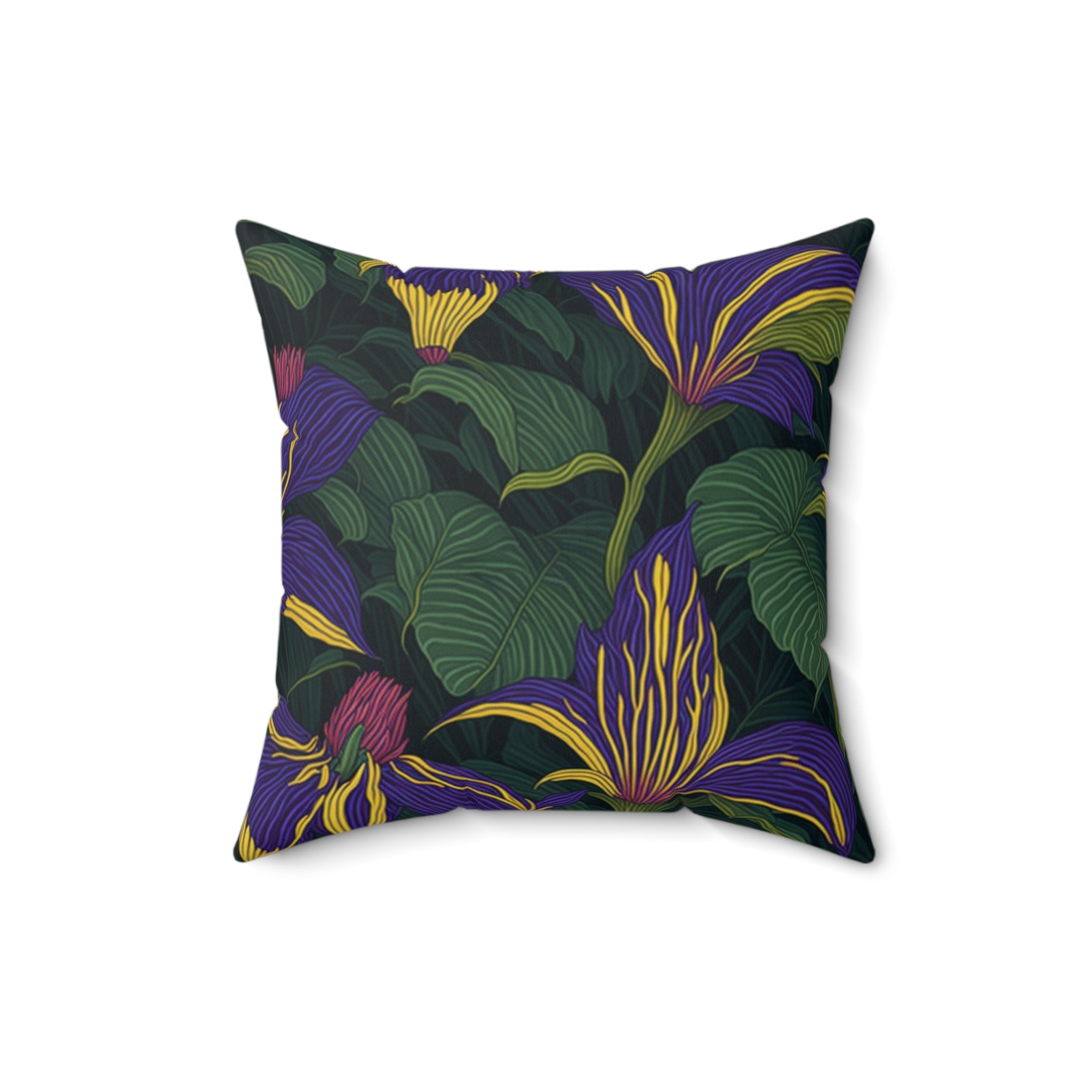 Provocative Tacca Bat Flower Designed Spun Polyester Square Floral Home Decor Couch Throw Pillow with Insert