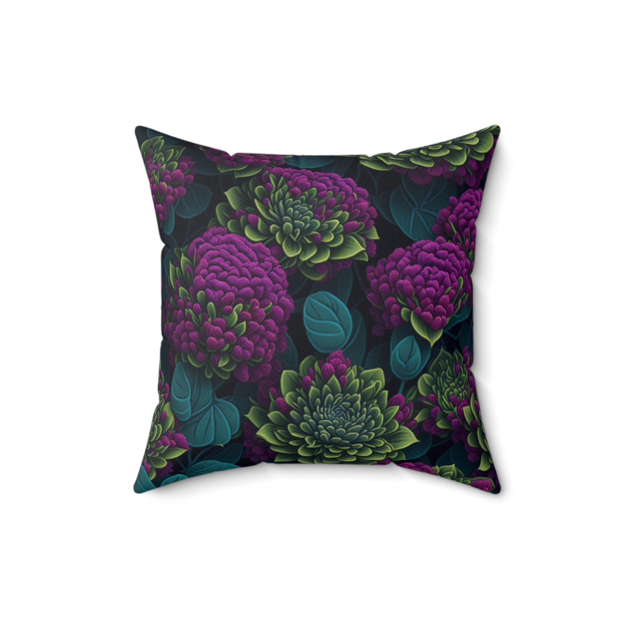 Alluring Sedum Flowers Designed Spun Polyester Square Indoor Decor Floral Throw Pillow