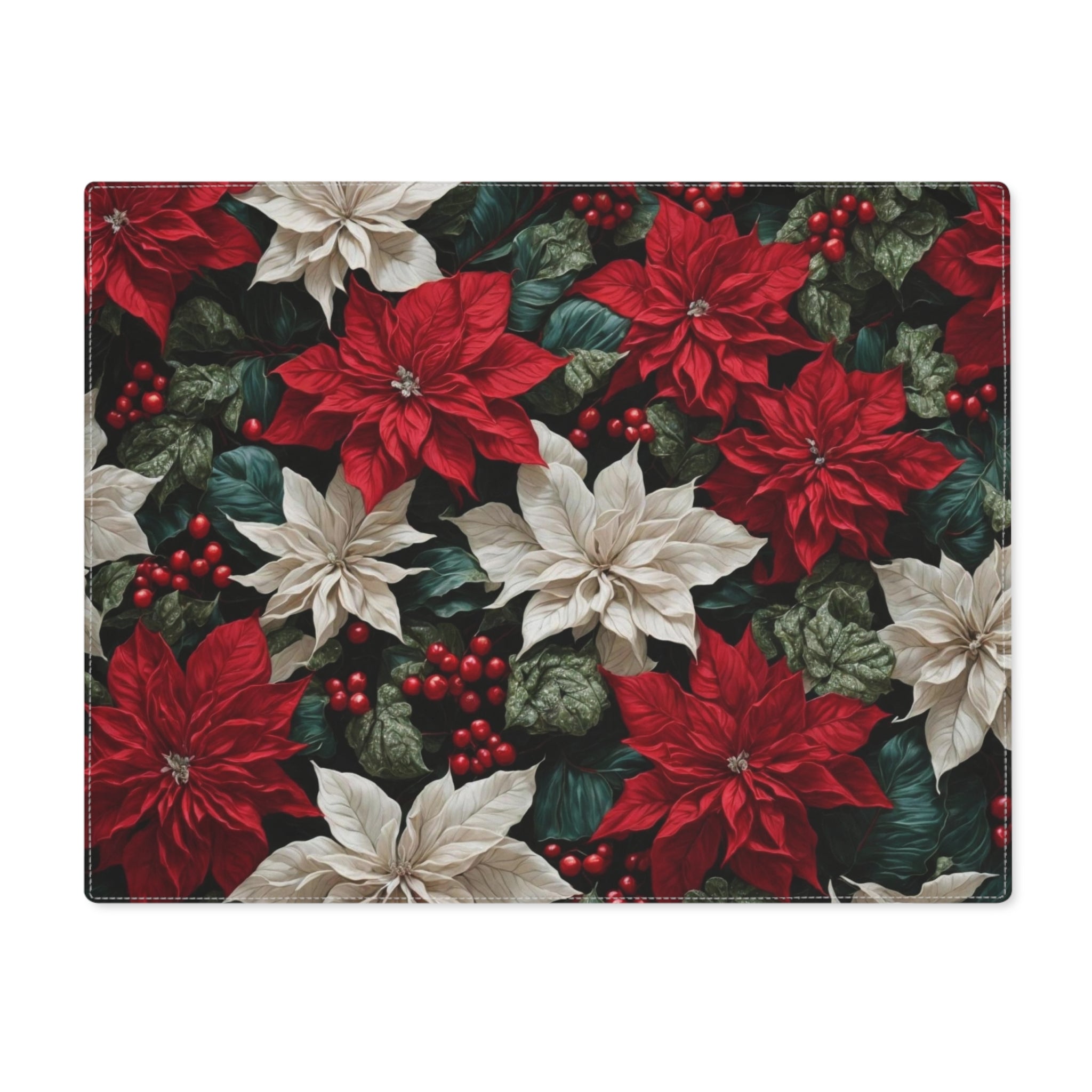 Mesmerizing Poinsettias Flowers Placemat - Customizable, Durable Cotton for Elevated Tabletop Charm