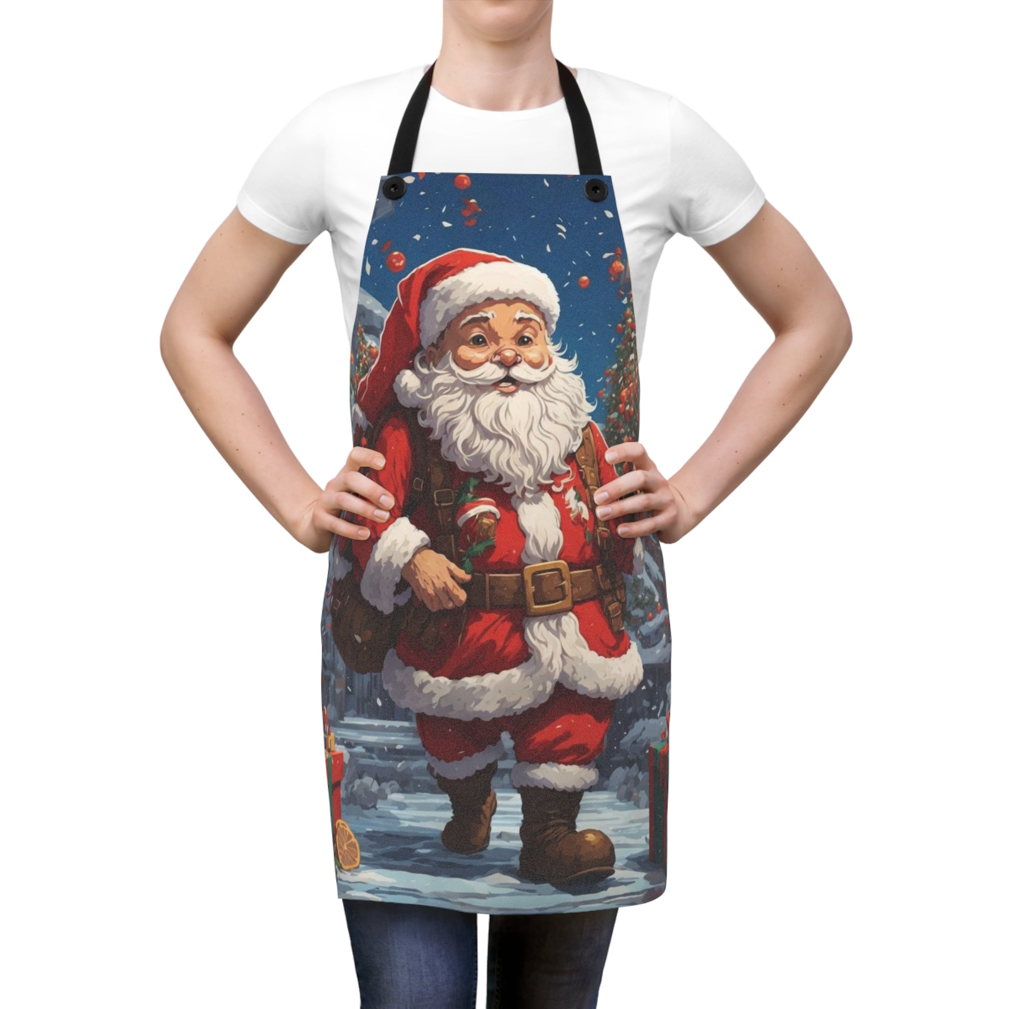 The Holly Jolly Santa Design Apron - Your Perfect Cooking Companion for Culinary Adventures