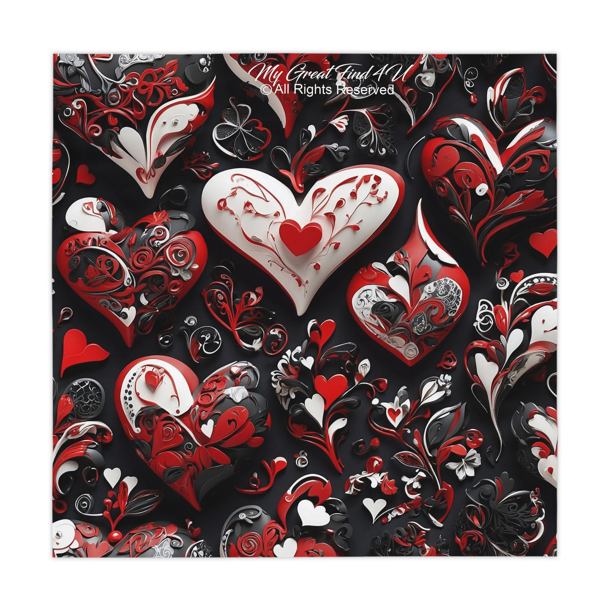 Sophisticated Valentine Heart Designed Tablecloth 55" X 55"