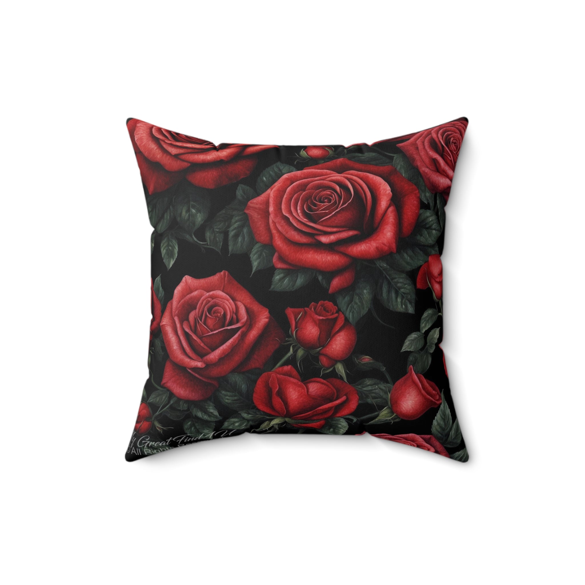 Picture Perfect Red Roses Awakening Designed Spun Polyester Square Pillow - Double-Sided Print, Concealed Zipper, Various Sizes - Insert Included