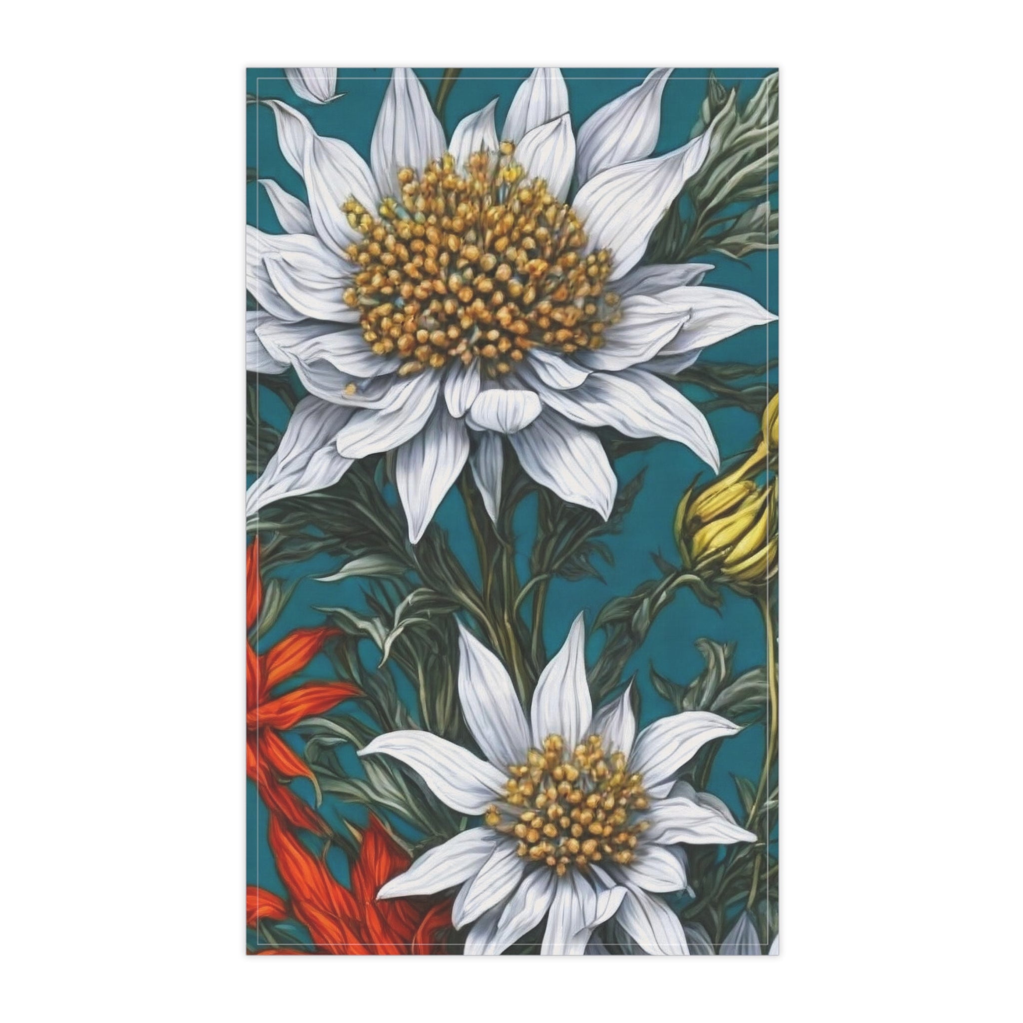 Whimsical Edelweiss Flowers Tea Towels (cotton, poly)