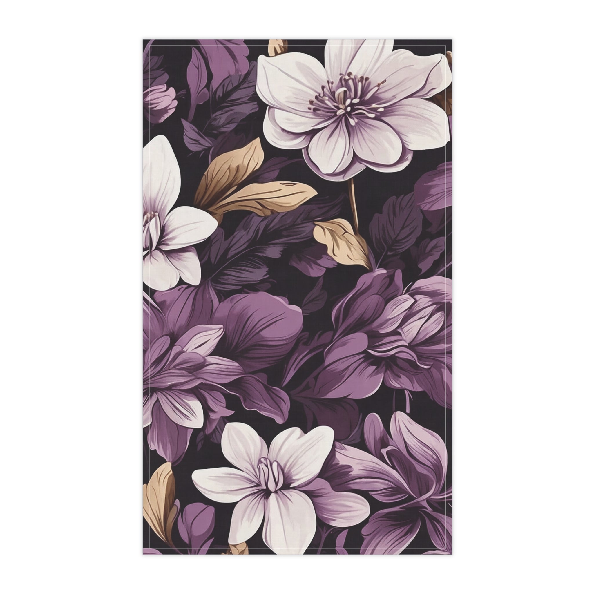 Brilliant Spring Floral in Purple Basil Designed Tea Towels (cotton, poly)