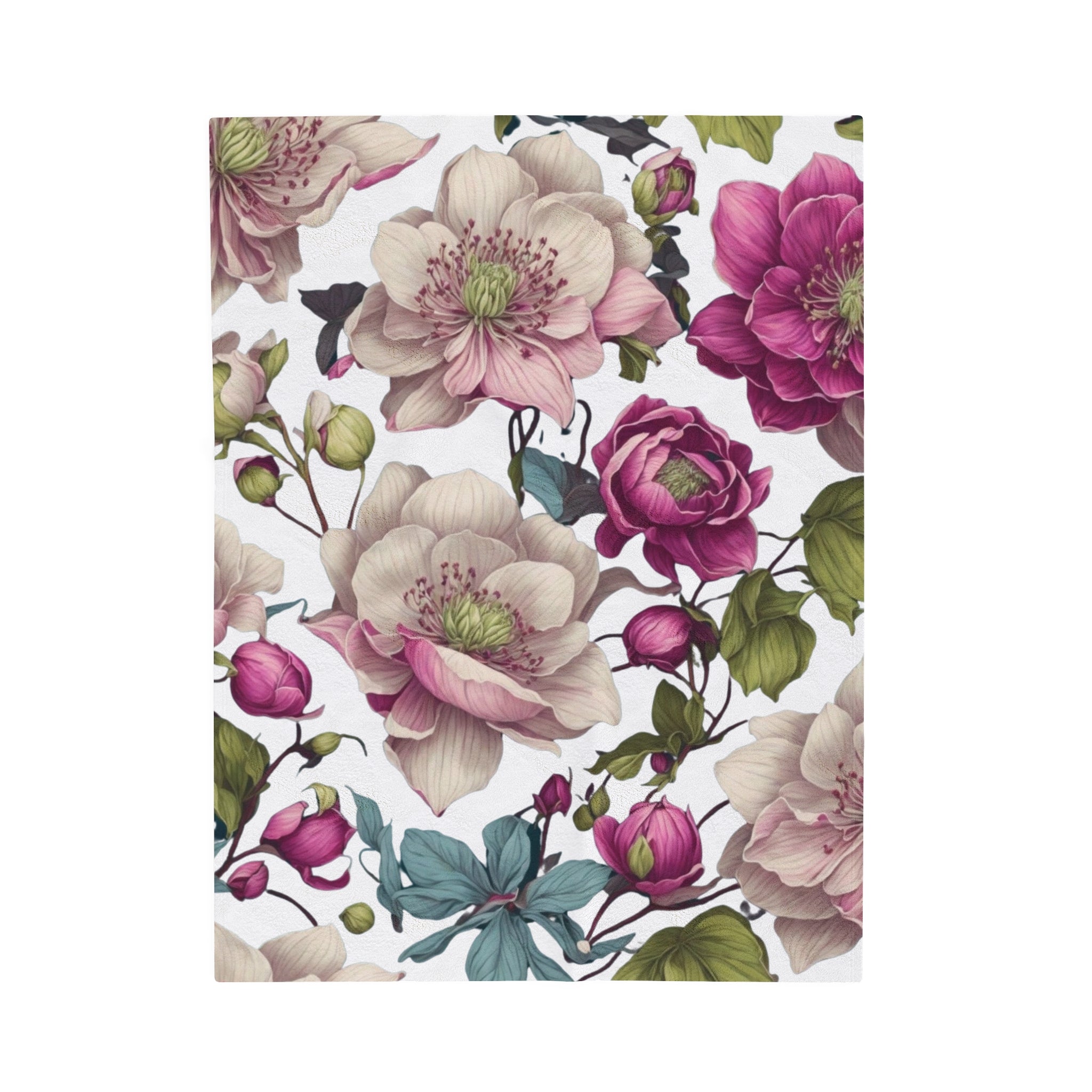 Gentle Spring Helleborus Designed Velveteen Plush Blanket Available in 3 Sizes