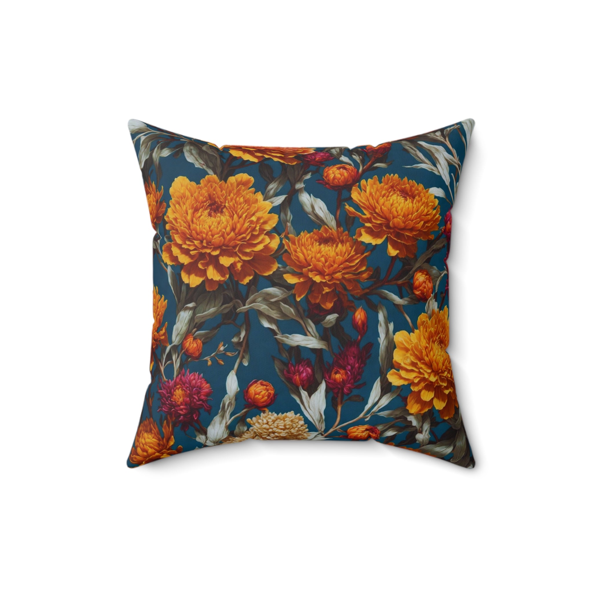 Dynamic Fresco Helichrysum Flowers Designed Spun Polyester Square Throw Pillow with Insert