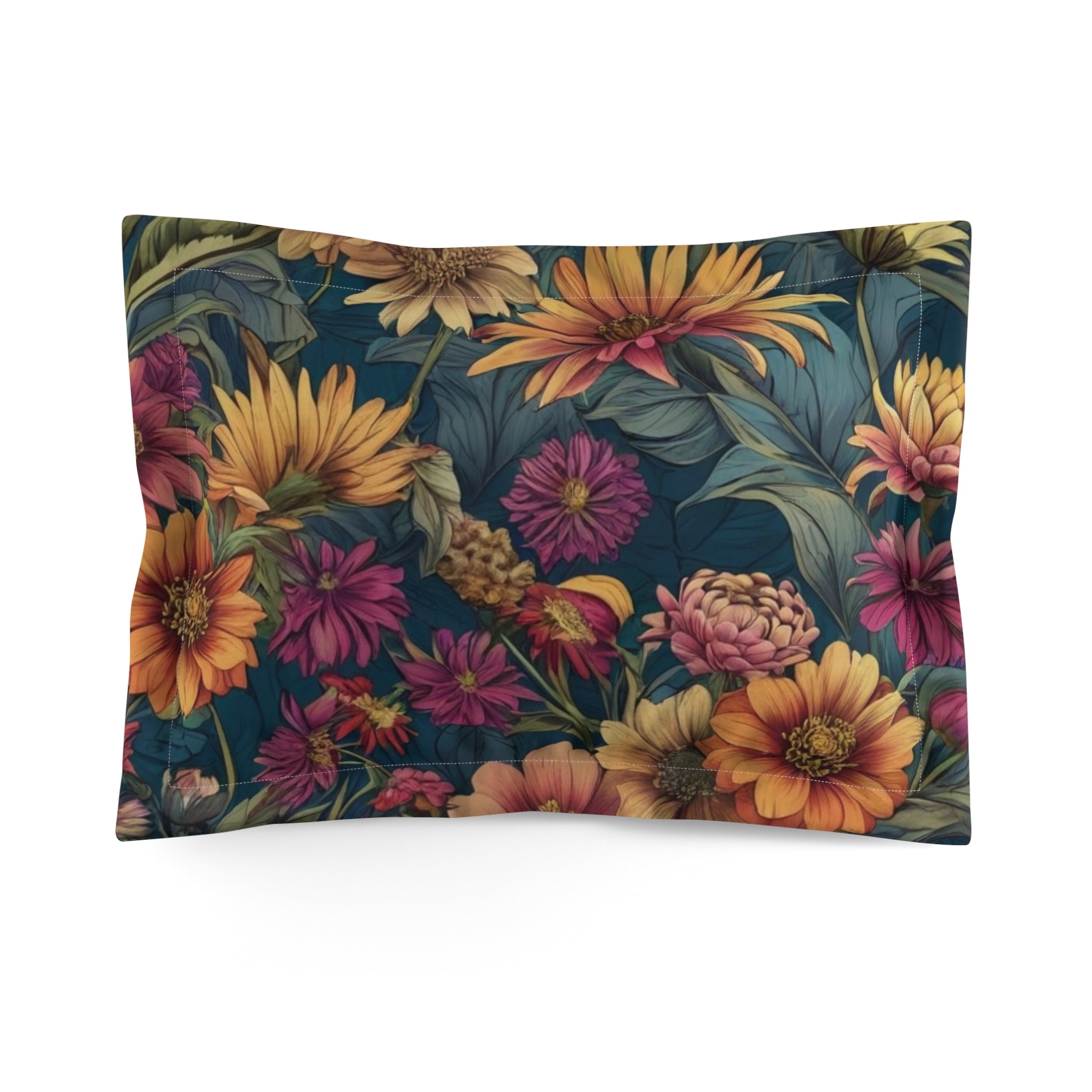 Beautiful Zinnia Blooming Garden Designed Microfiber Pillow Sham Available in 2 Sizes