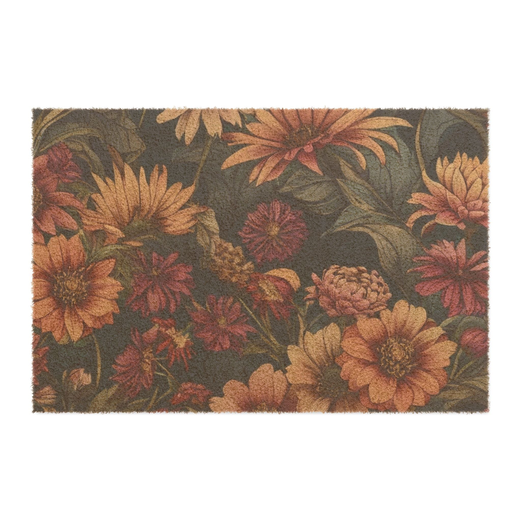 Beautiful Zinnia Blooming Garden Designed Doormat