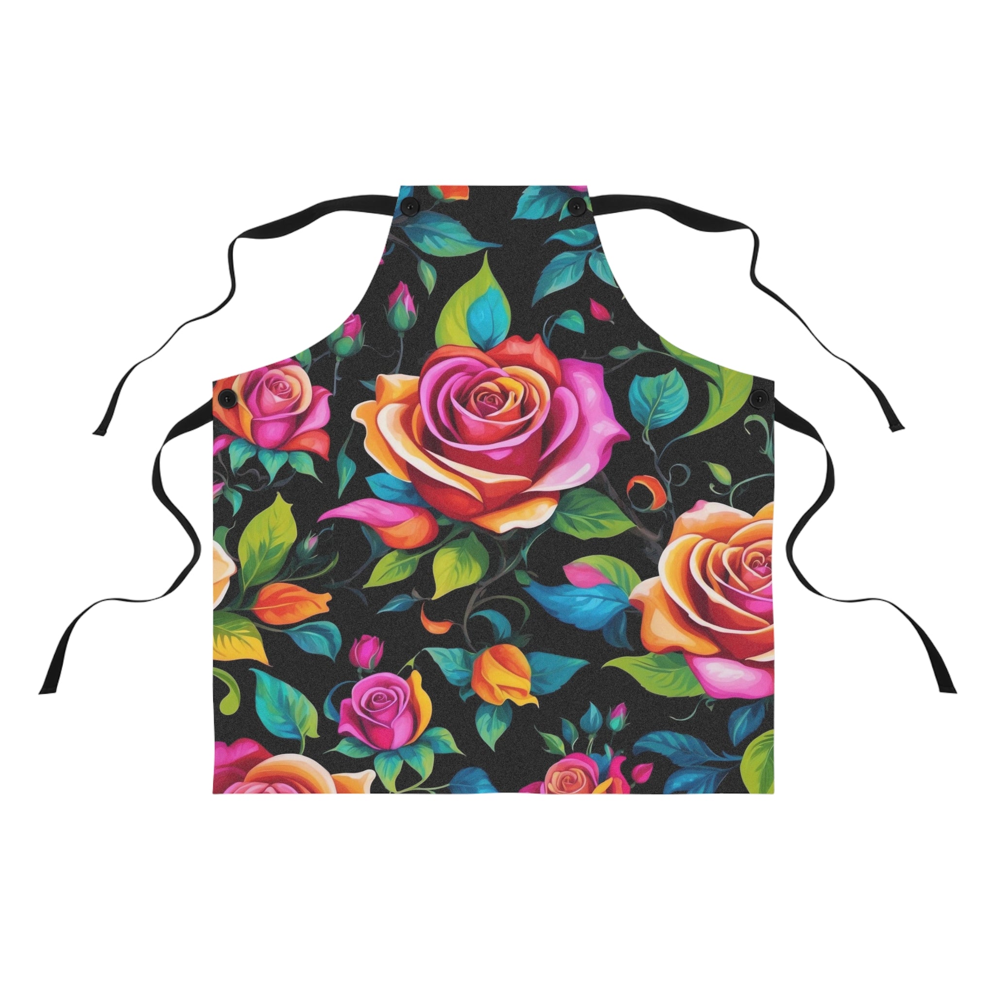 Illuminating Black Light Roses Designed Apron