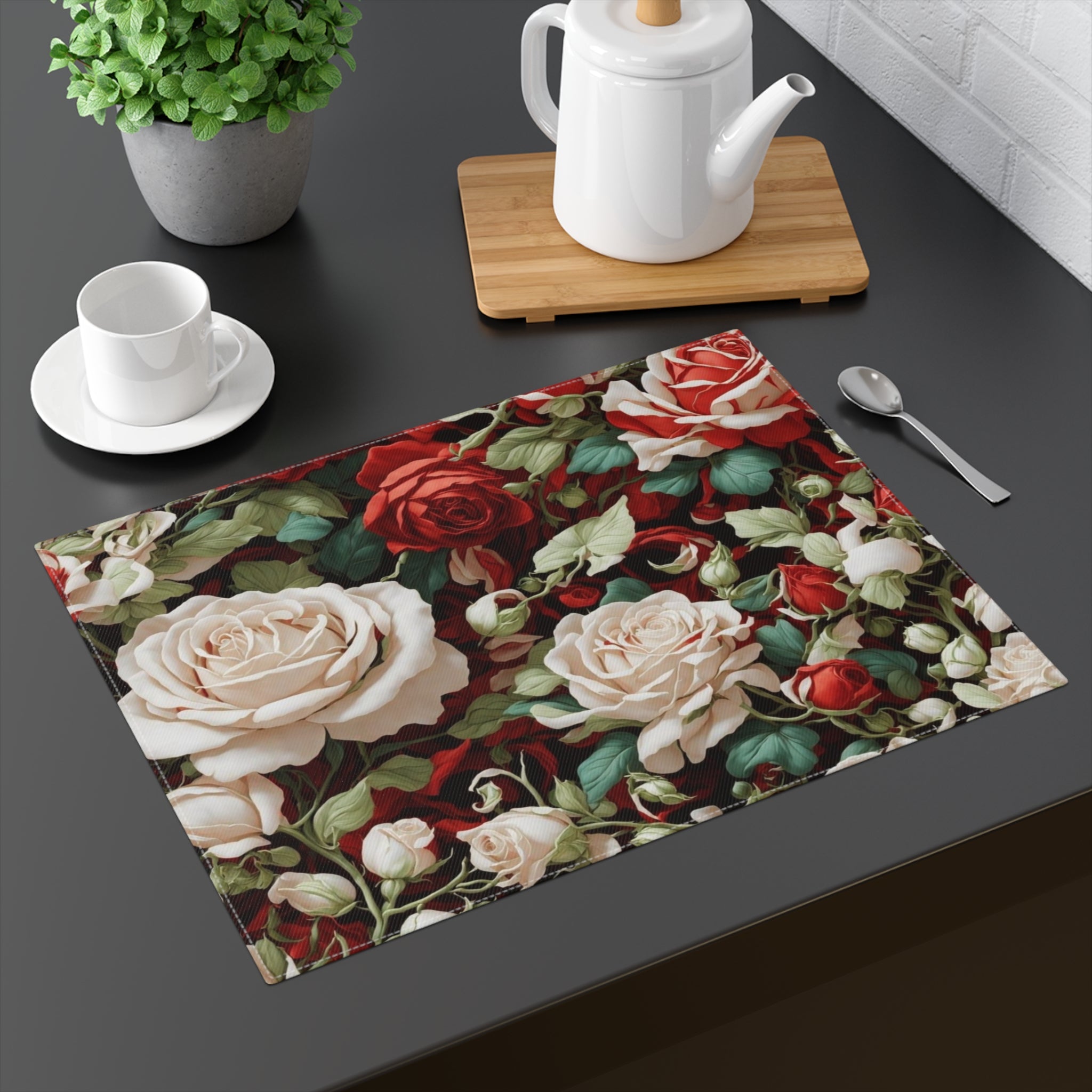 Bunches of Christmas Roses Holiday Designed Placemat (1 Pc)