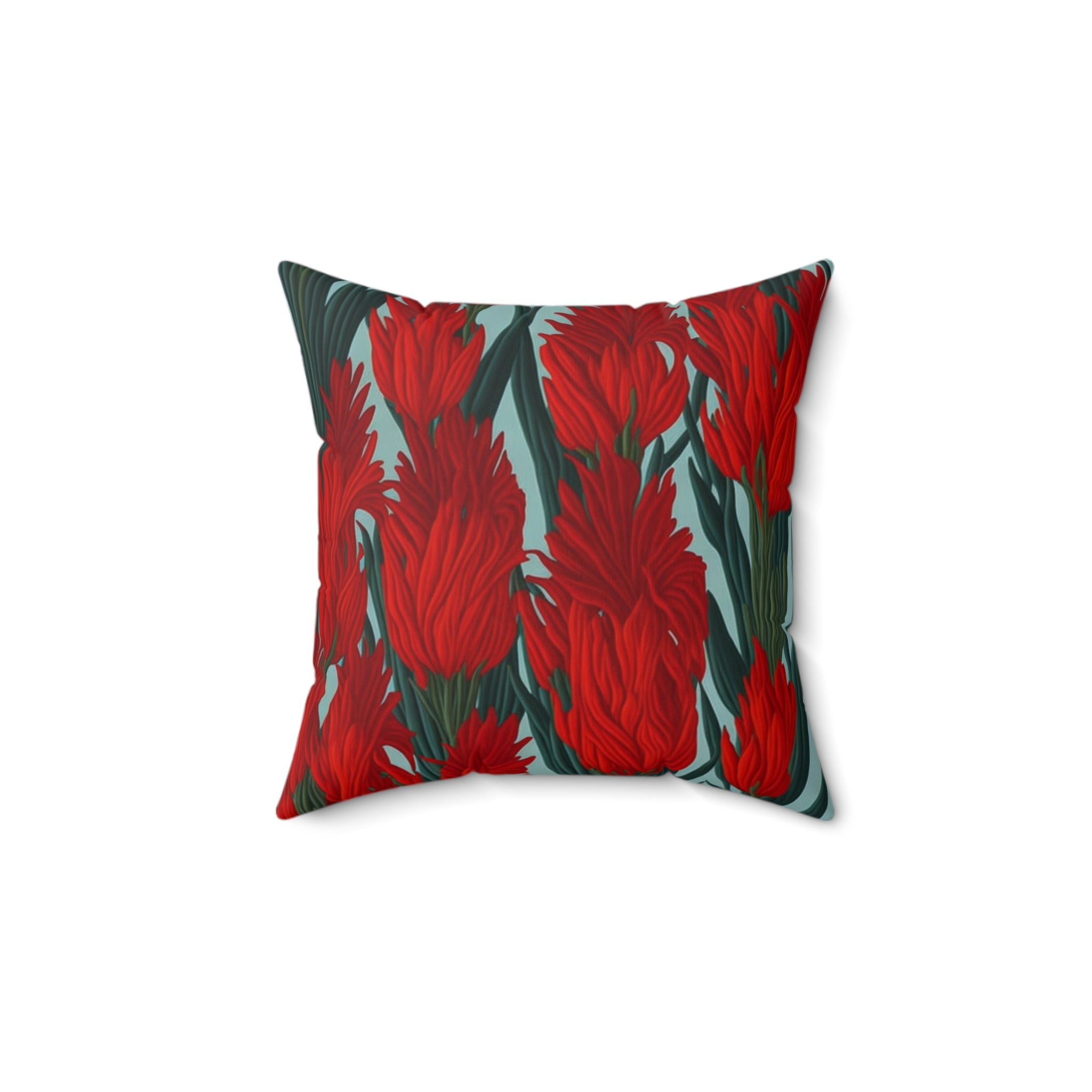 Red Hot Poker Flower Spun Polyester Square Couch Throw Floral Pillow