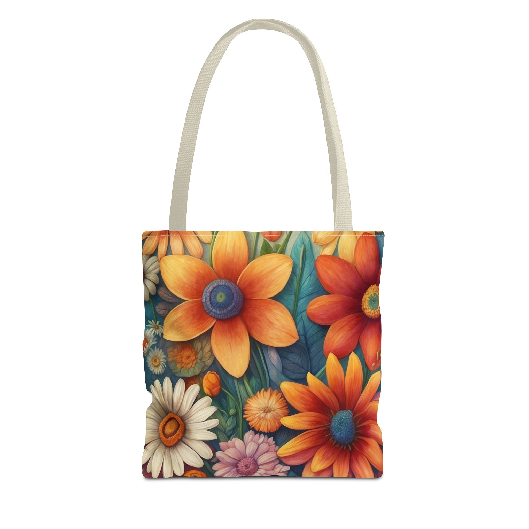 Summertime Full of Colorful Flowers Tote Bag 3 Sizes Available