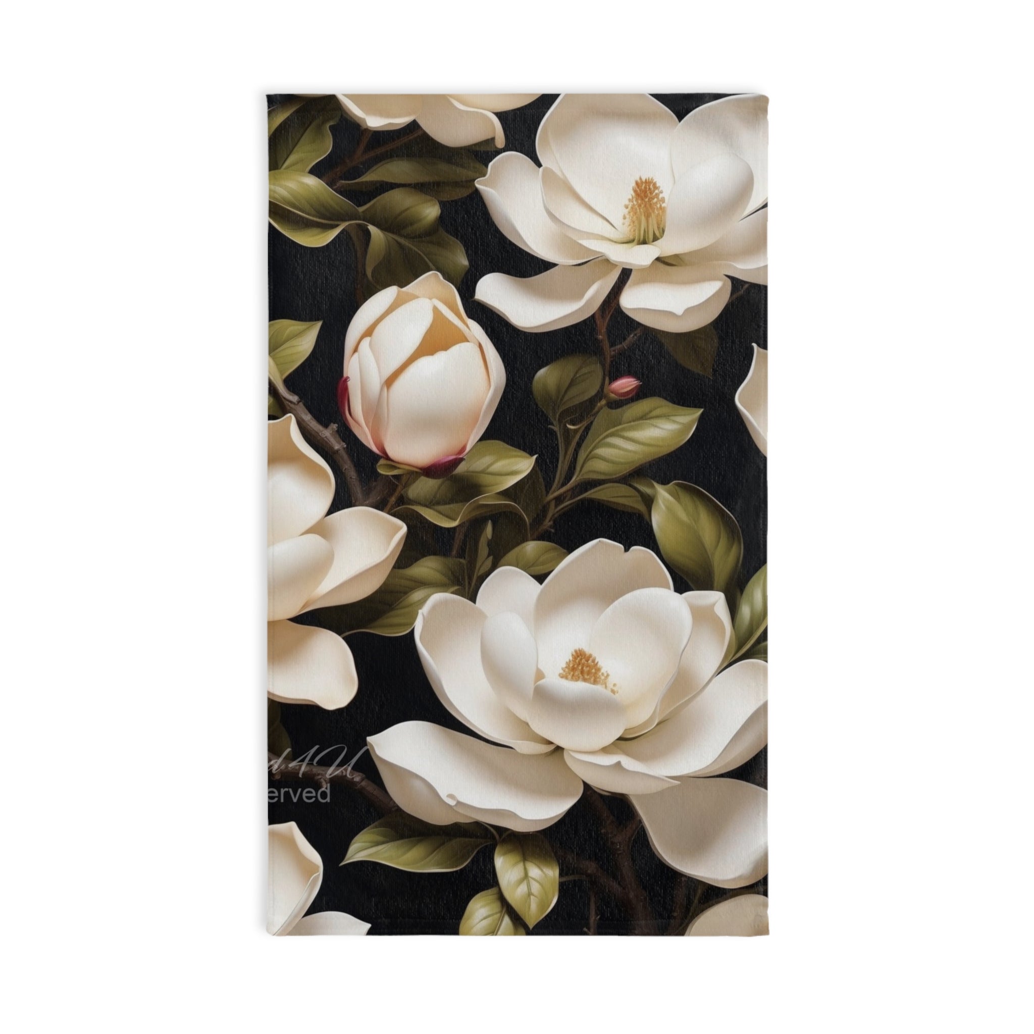 Wild White Magnolia Flowers Designed Hand Towel