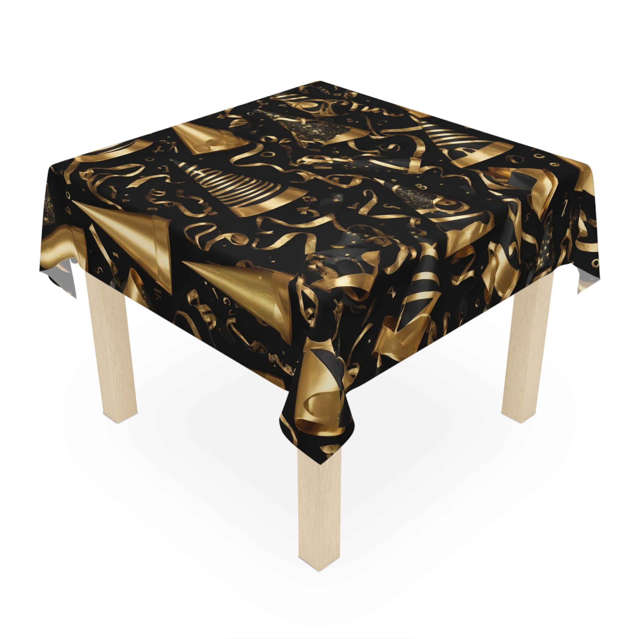 Avant-Garde Stunning Black and Gold Designed New Year's Decor Tablecloth 55.1" x 55.1"