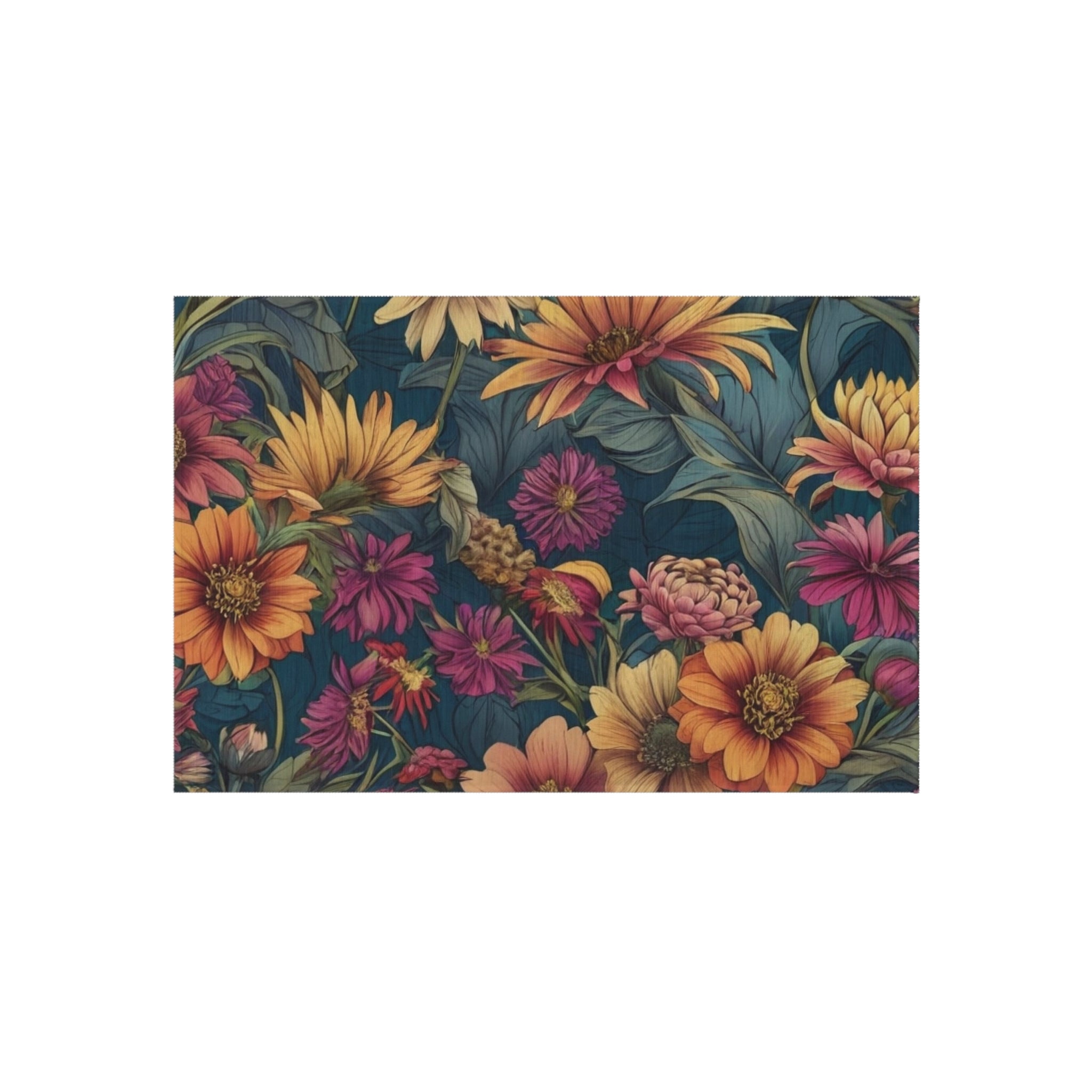 Beautiful Zinnia Blooming Garden Designed Indoor Outdoor Rug Available in Multiple Sizes