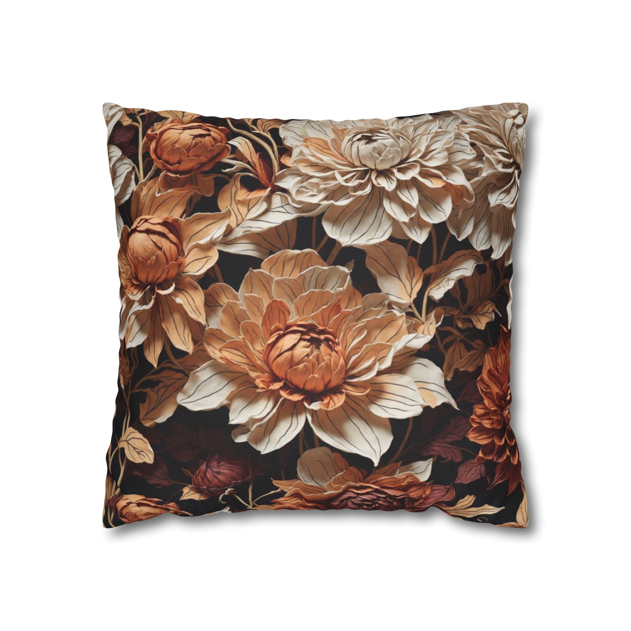 Delicate Autumn Dahlia Flower Designed Square Pillow Cover