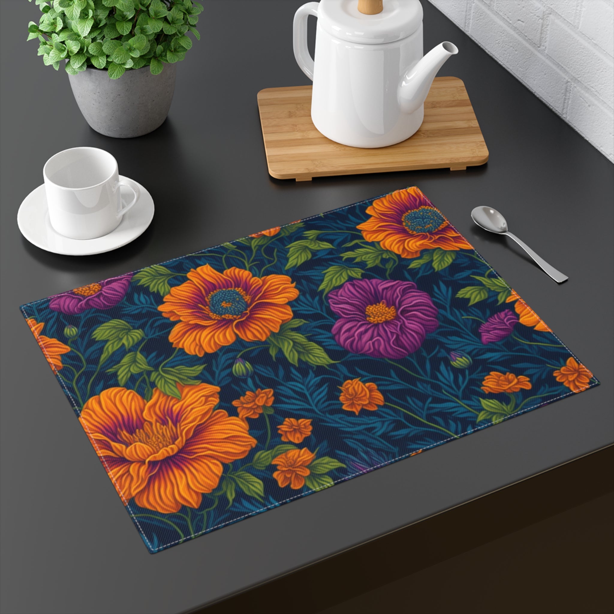 Botanical Tetraneuris Flowers Designed Placemat, 1pc