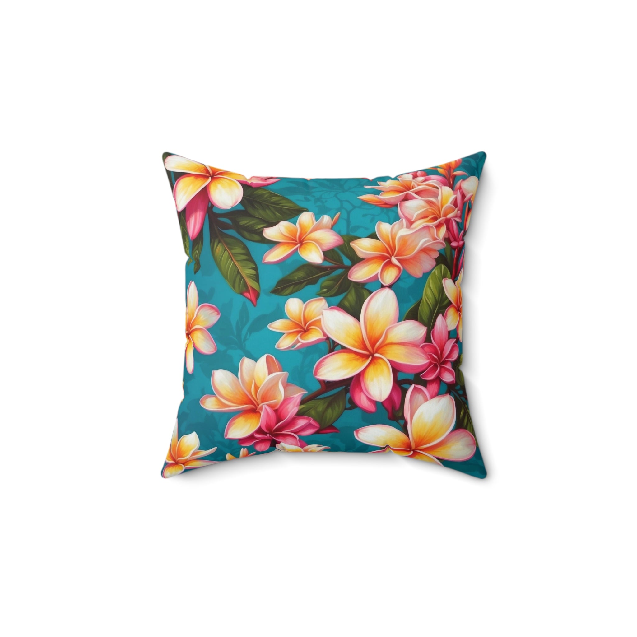 Bold Summer Plumeria Flower Designed Spun Polyester Pillow Insert Included