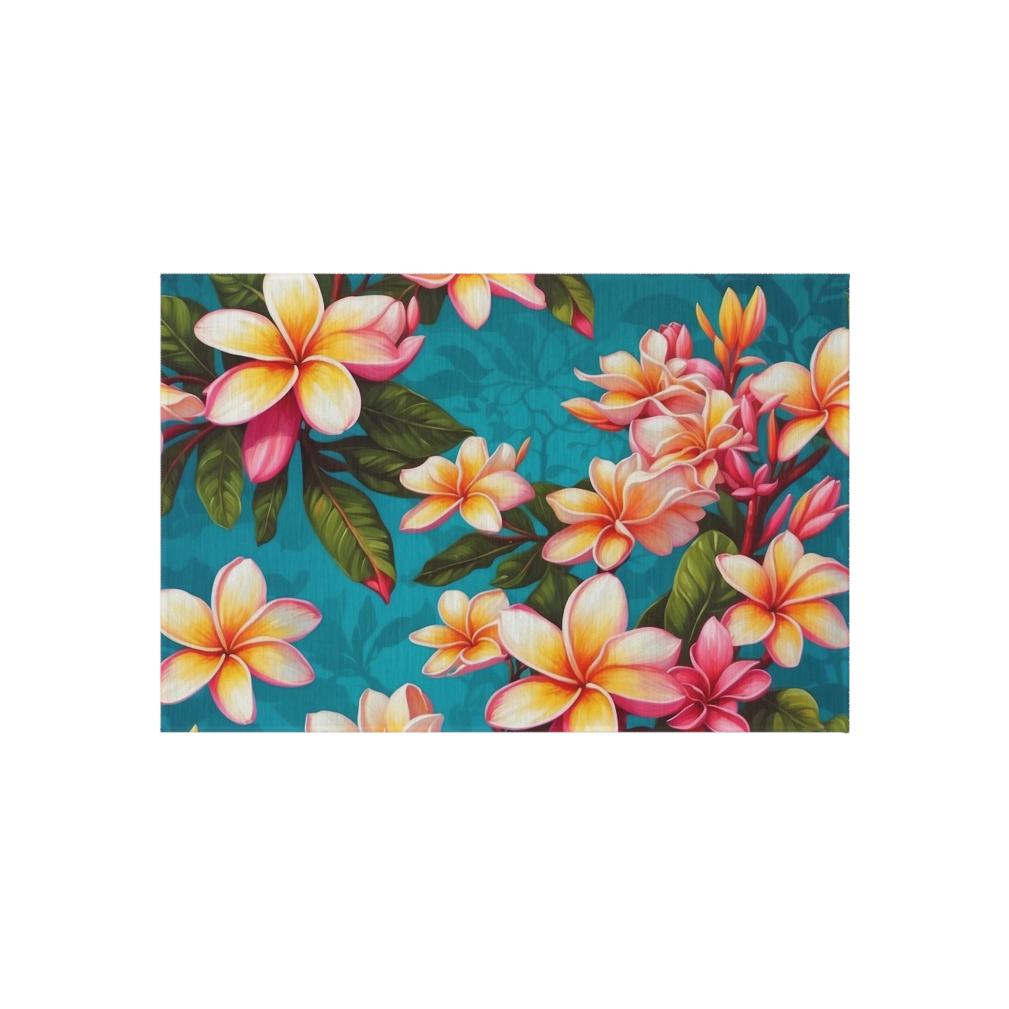 Bold Summer Plumeria Flower Designed Indoor Outdoor Rug Multiple Sizes Available