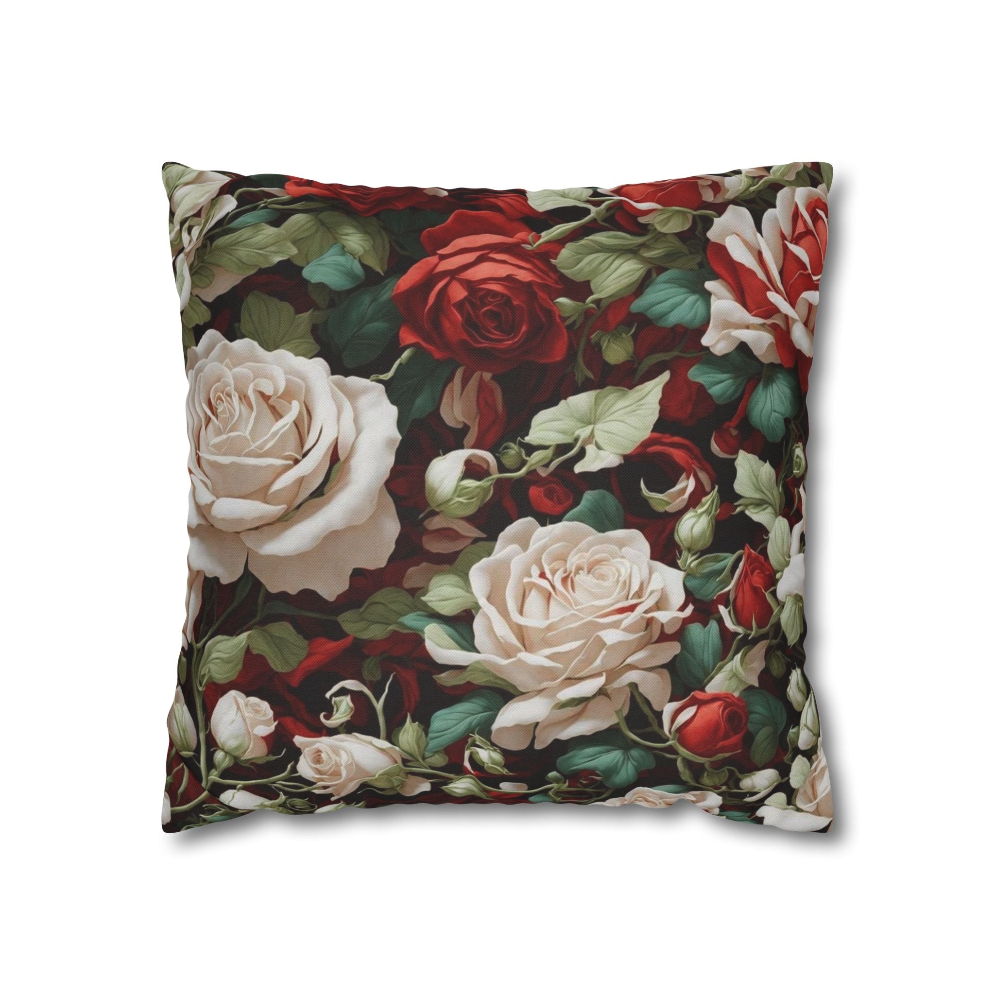 Bunches of Christmas Roses Holiday Floral Designed Square Pillow Cover - Festive Decor for Every Room - Polyester, Double-Sided Print