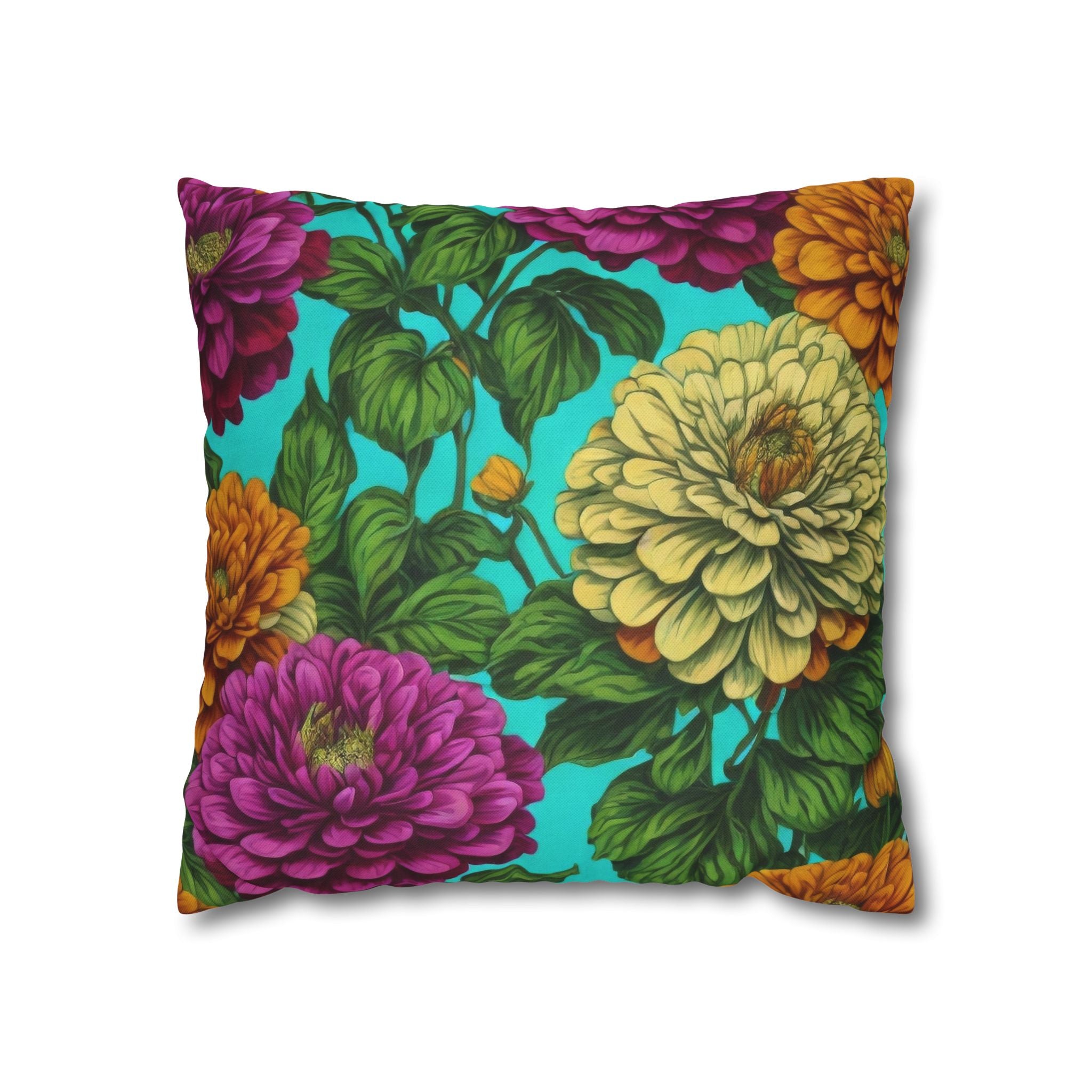 Radiant Zinnas Patterned Designed Pillow Case Cover