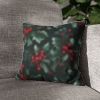 Holly and Berries Christmas Holiday Design Square Pillow Case Cover - Festive Decor for Every Room - 100% Polyester, Concealed Zipper