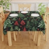 Woodland Christmas Tree Snowy Ornaments Design Tablecloth - 100% Polyester Cloth for Stylish Home Decor